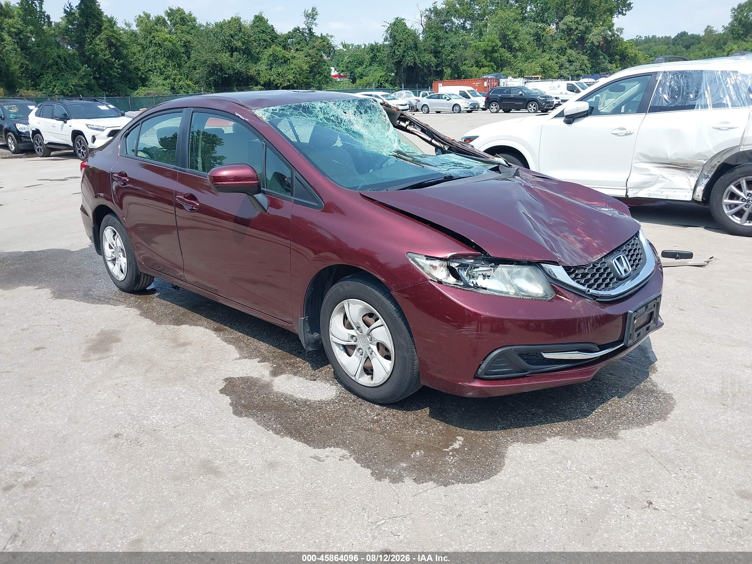 2014 Honda Civic Lx Burgundy vin: 19XFB2F54EE255705
