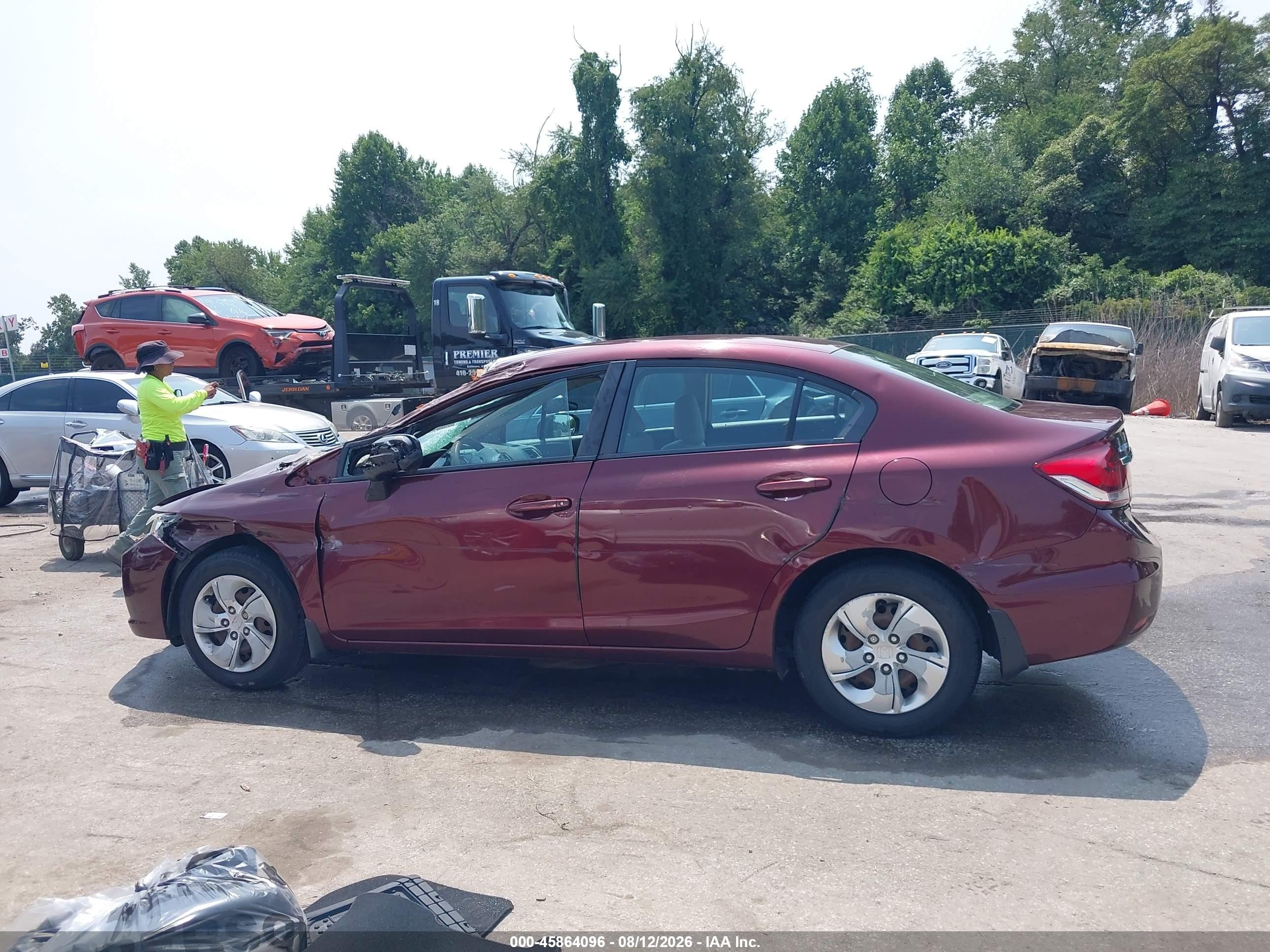 2014 Honda Civic Lx Burgundy vin: 19XFB2F54EE255705