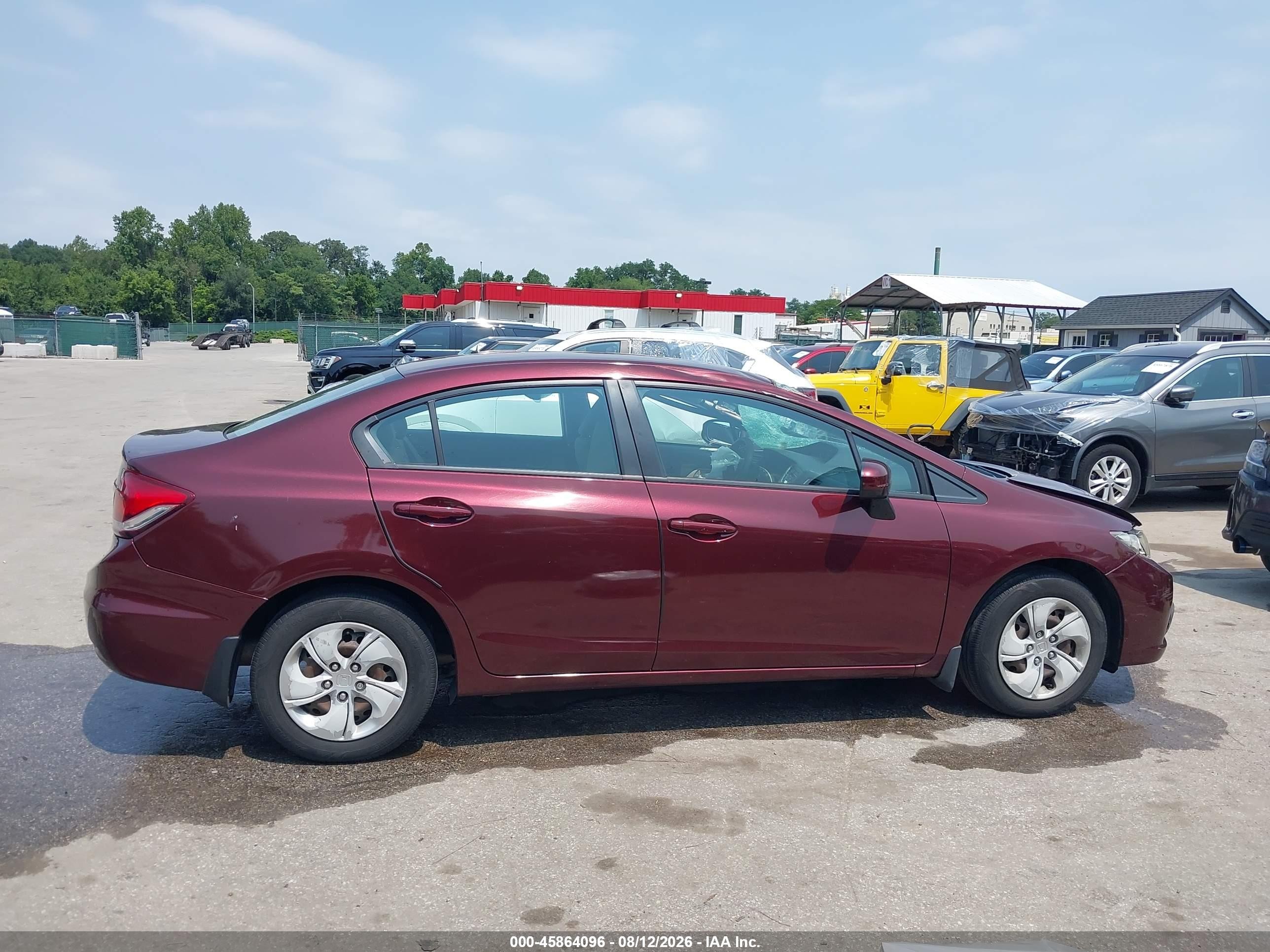 2014 Honda Civic Lx Burgundy vin: 19XFB2F54EE255705