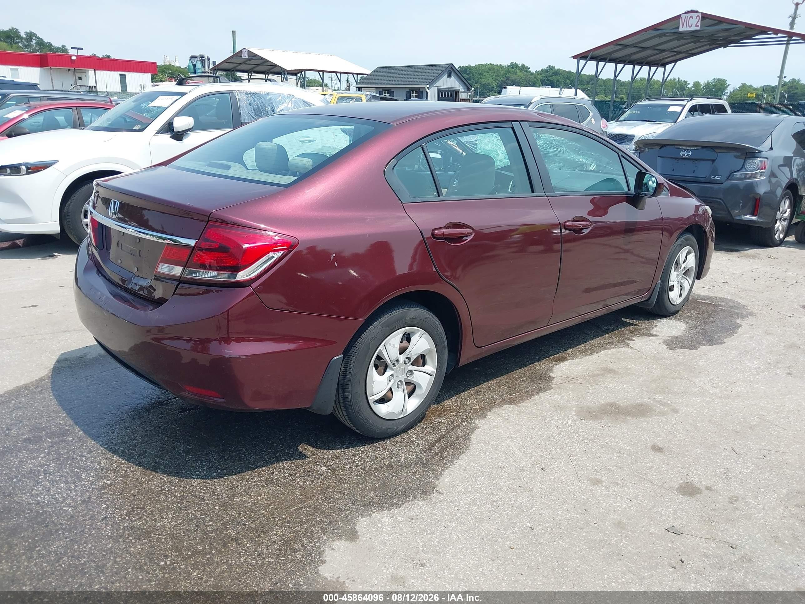 2014 Honda Civic Lx Burgundy vin: 19XFB2F54EE255705