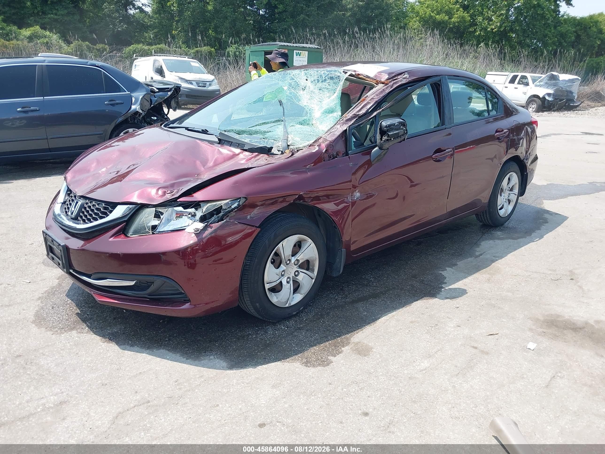 2014 Honda Civic Lx Burgundy vin: 19XFB2F54EE255705