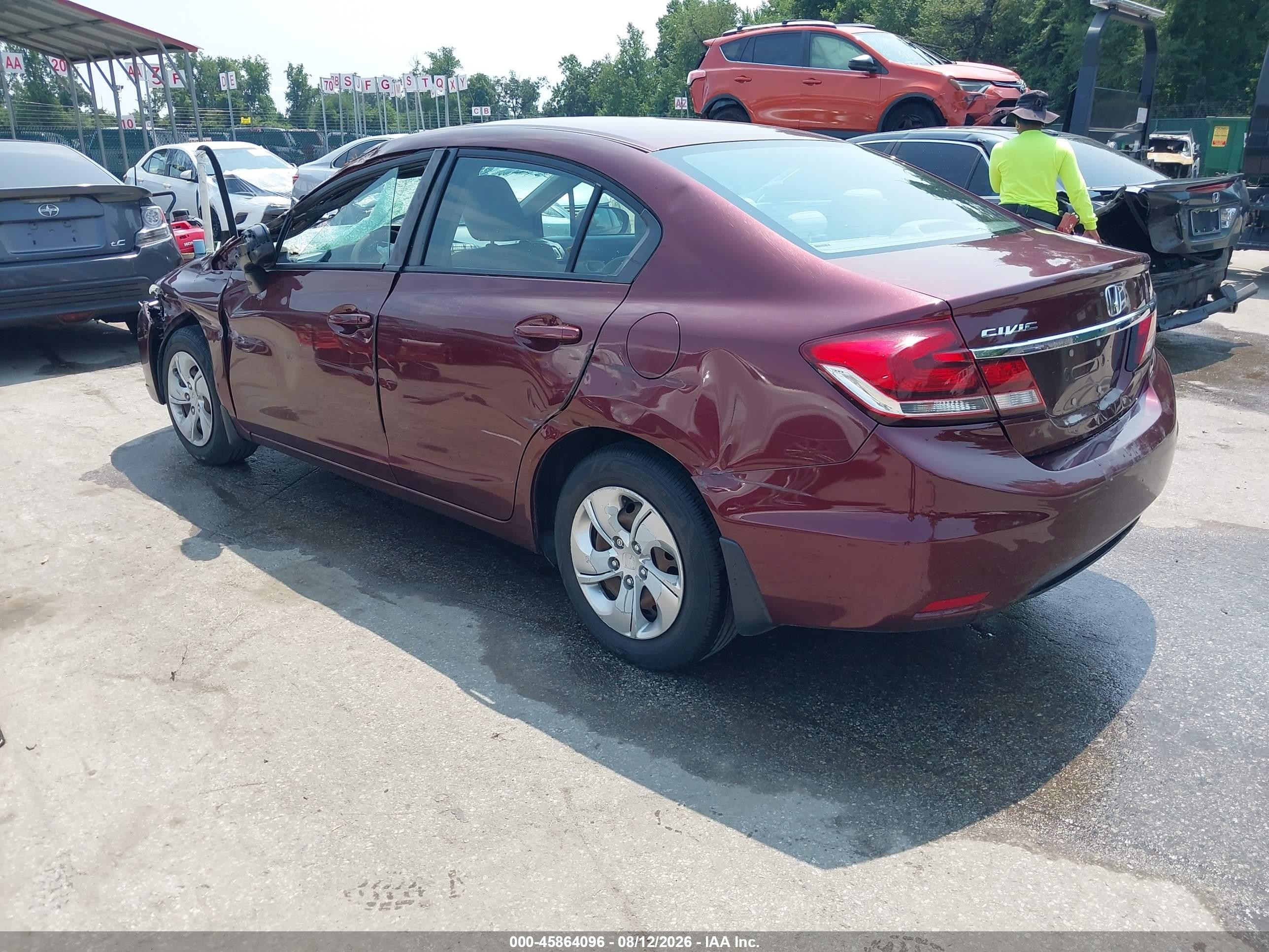 2014 Honda Civic Lx Burgundy vin: 19XFB2F54EE255705