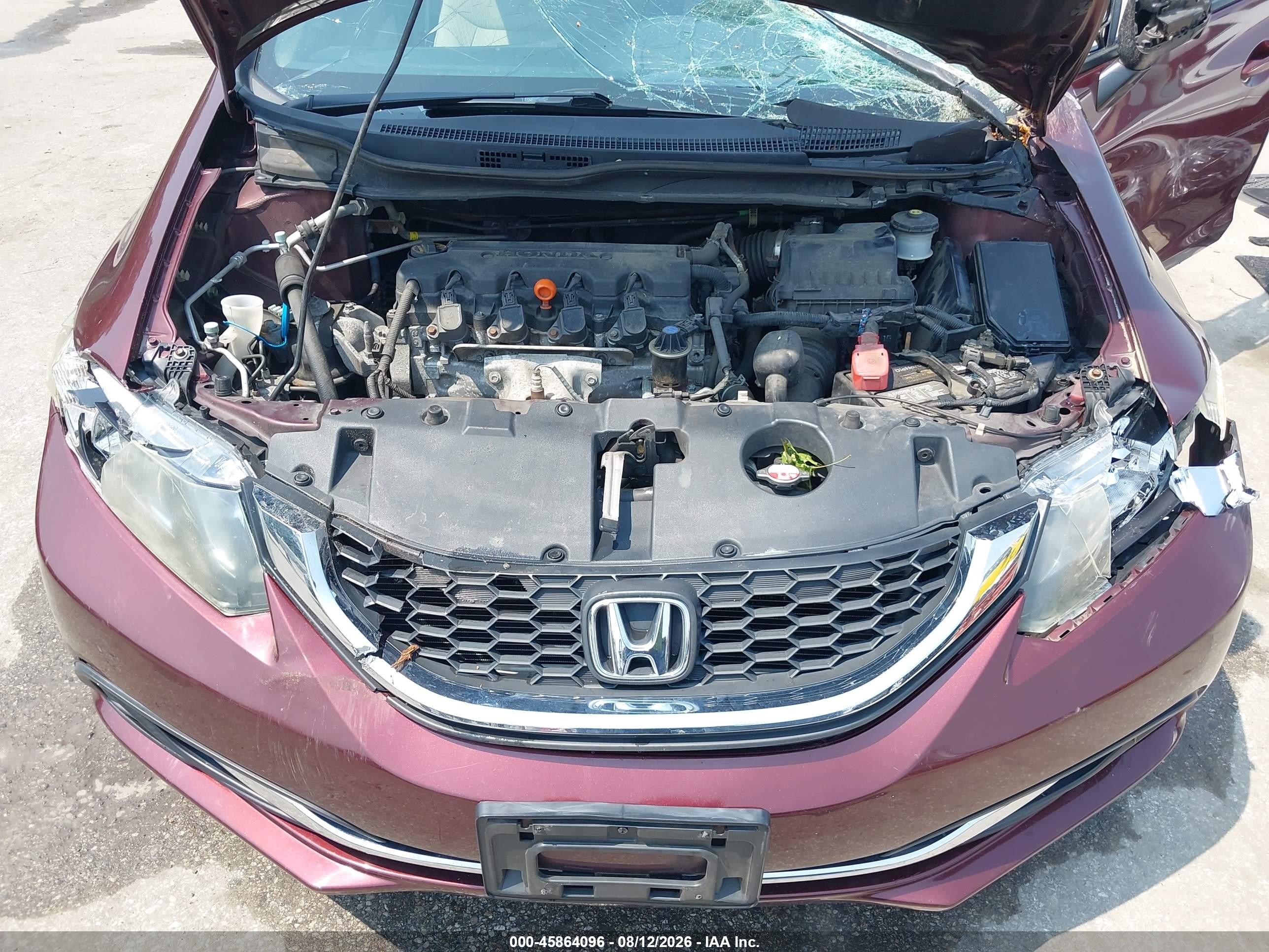 2014 Honda Civic Lx Burgundy vin: 19XFB2F54EE255705