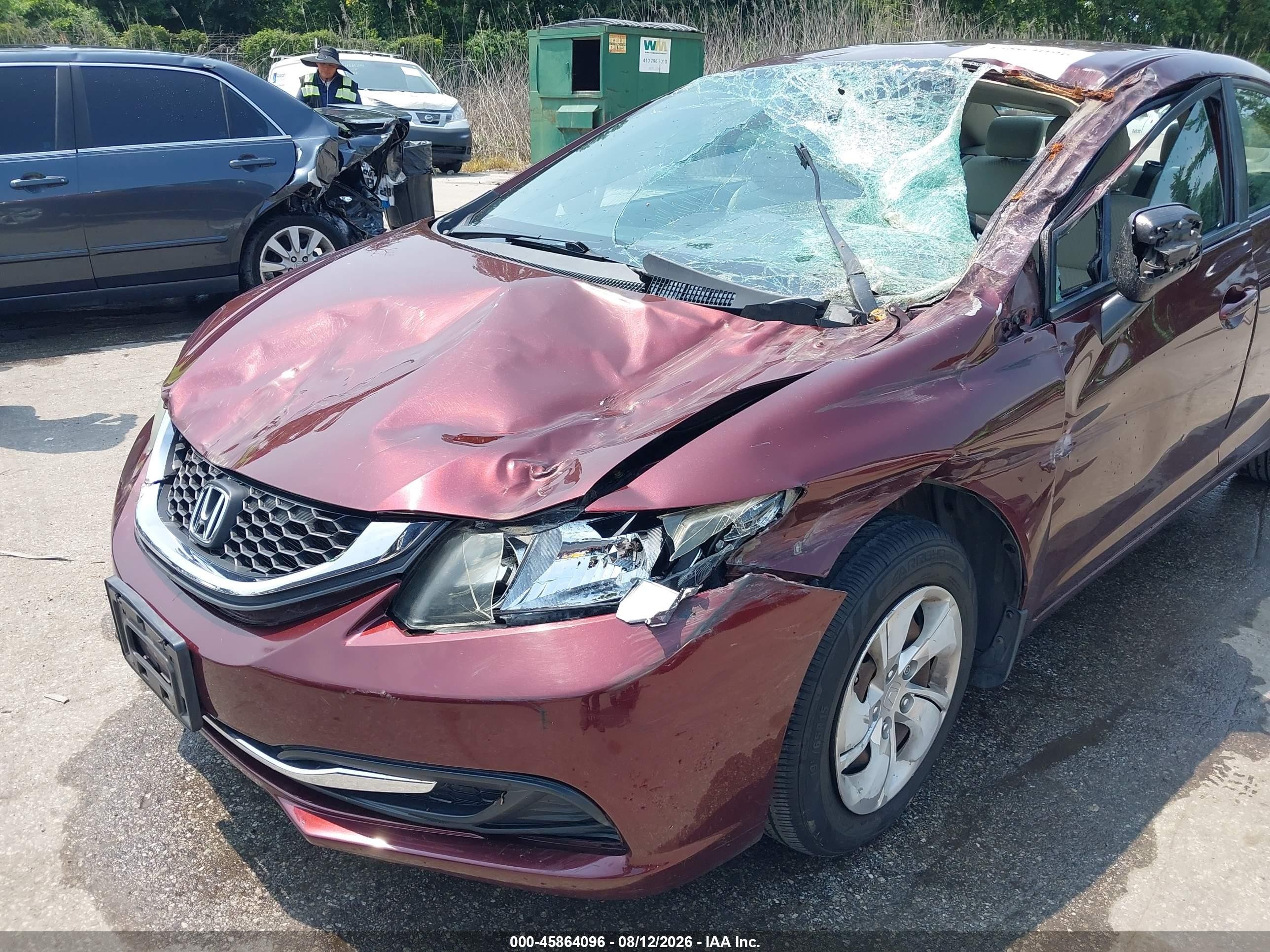 2014 Honda Civic Lx Burgundy vin: 19XFB2F54EE255705