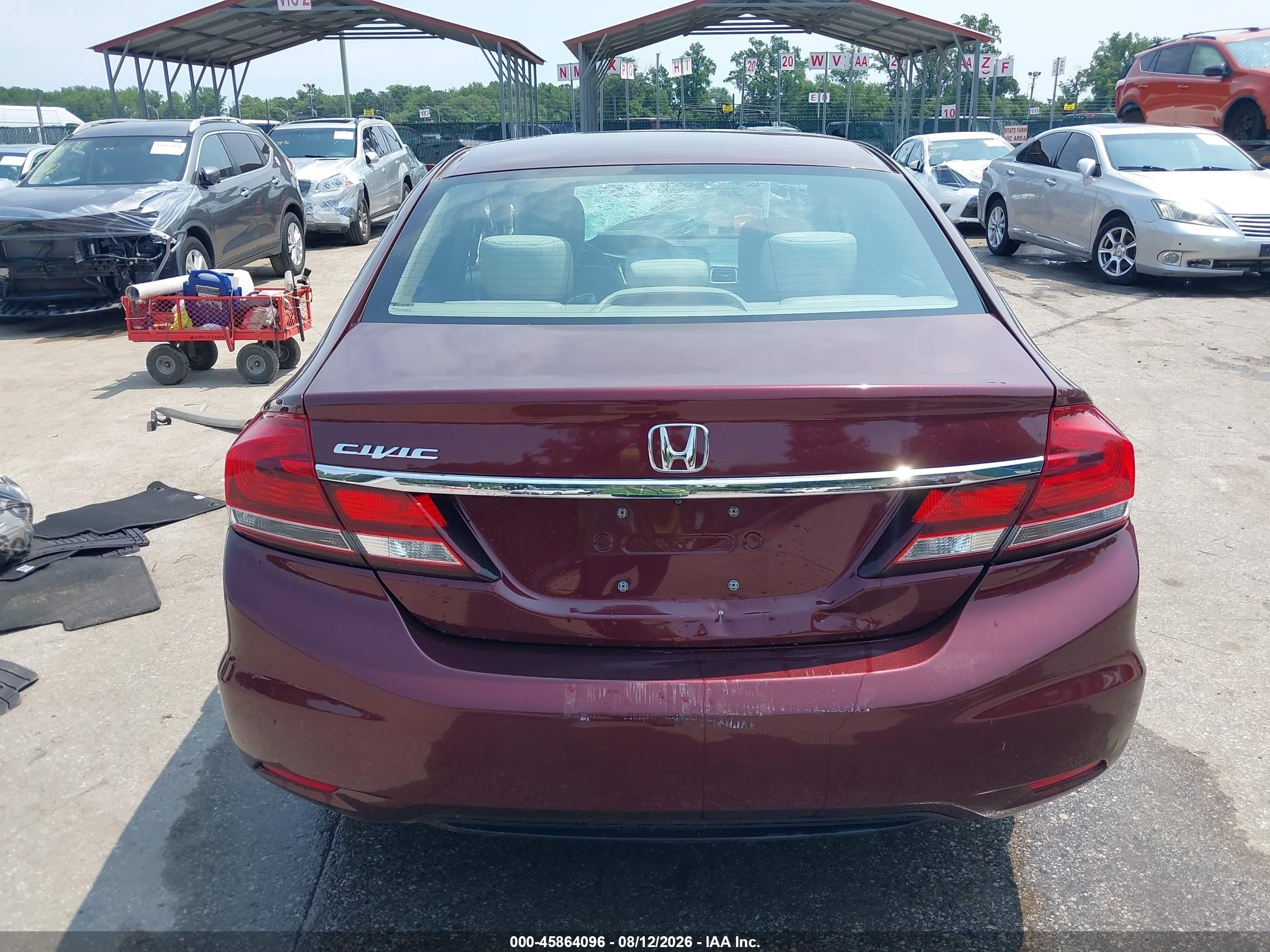 2014 Honda Civic Lx Burgundy vin: 19XFB2F54EE255705