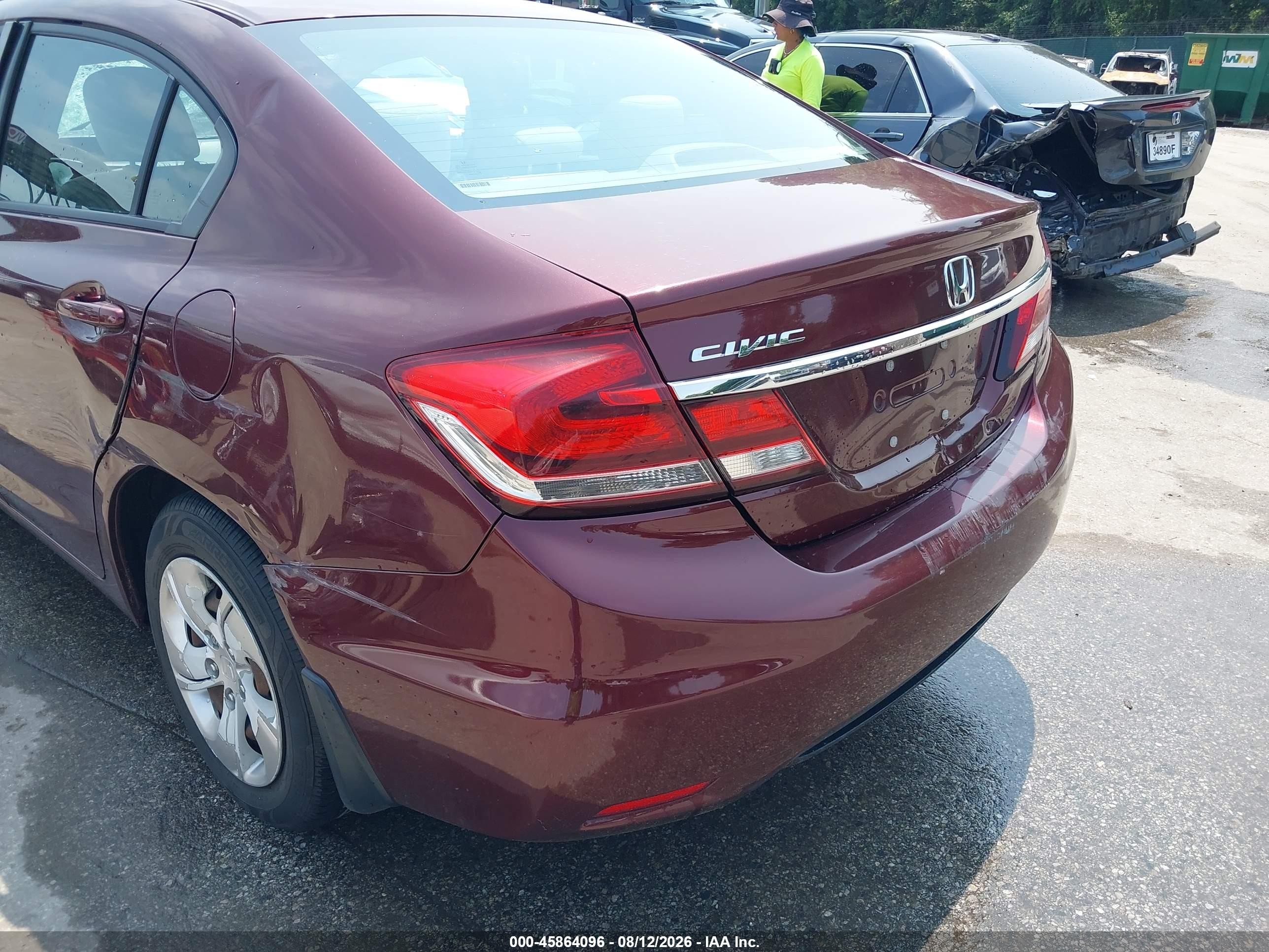 2014 Honda Civic Lx Burgundy vin: 19XFB2F54EE255705