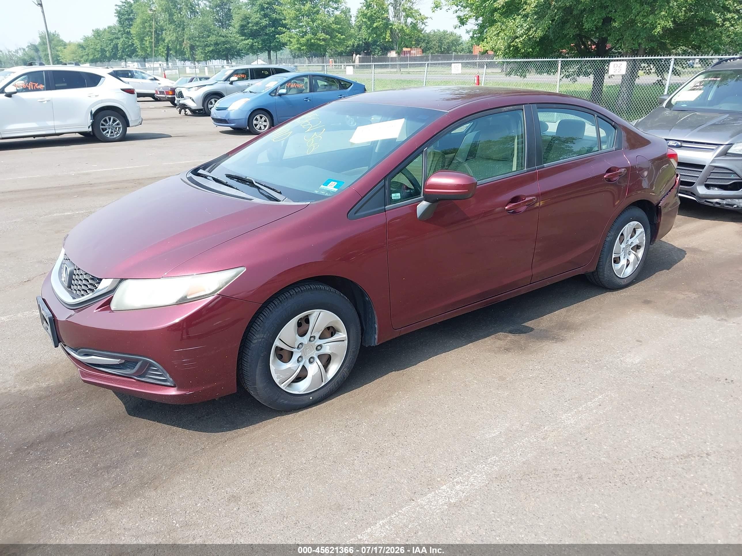 2014 Honda Civic Lx Maroon vin: 19XFB2F54EE268955