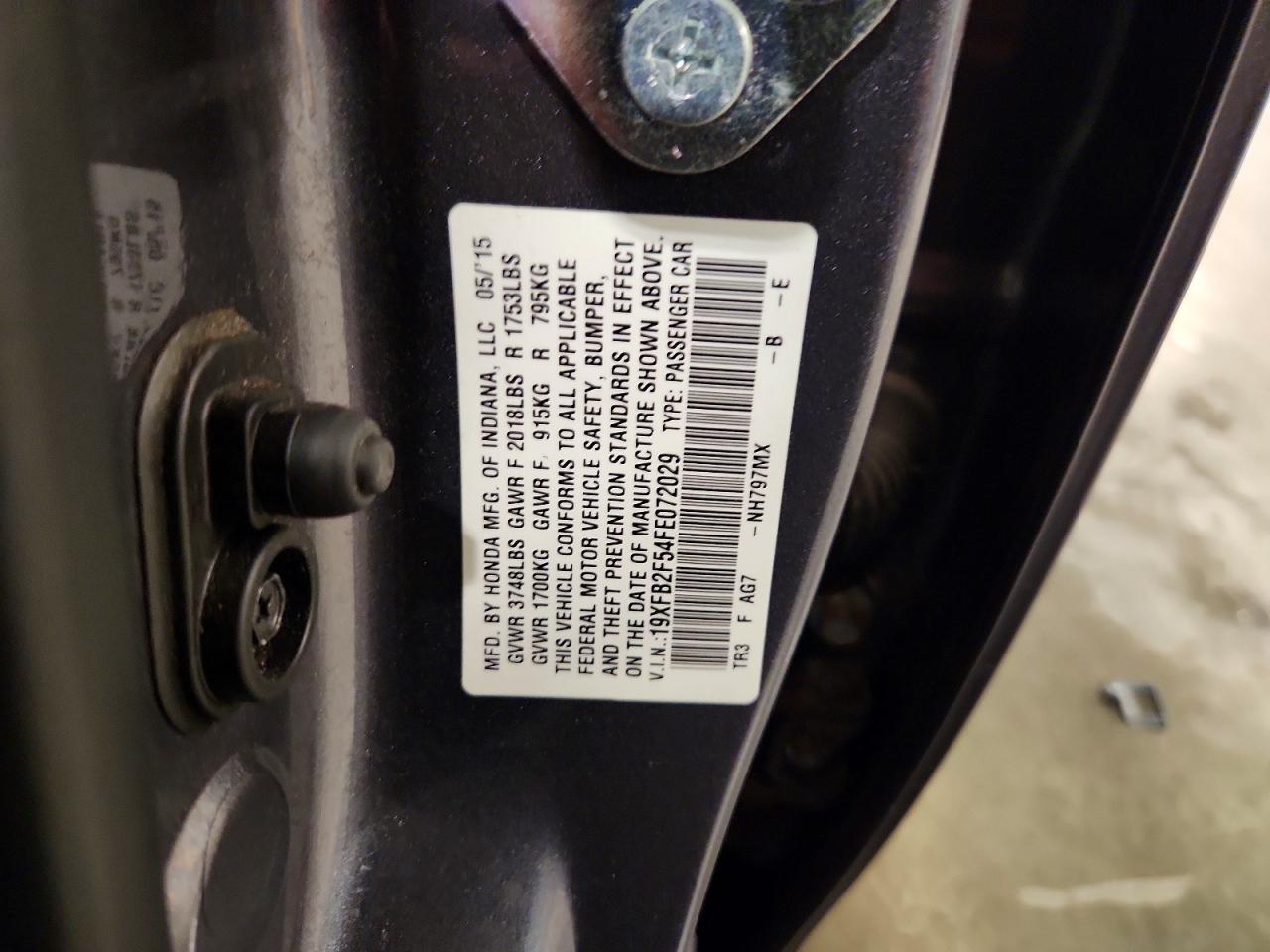 2015 Honda Civic Lx Gray vin: 19XFB2F54FE072029