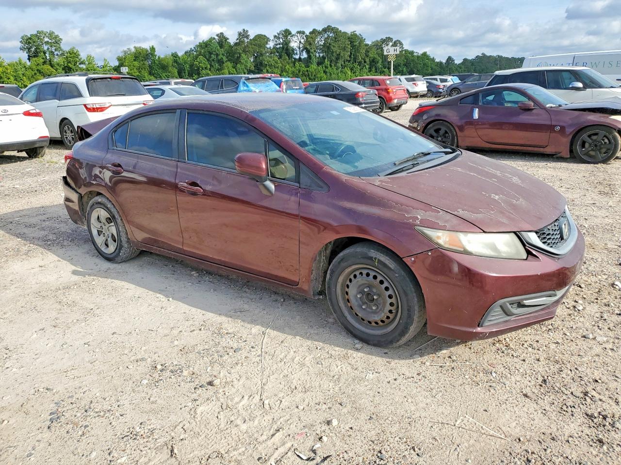 2015 Honda Civic Lx Burgundy vin: 19XFB2F54FE107068