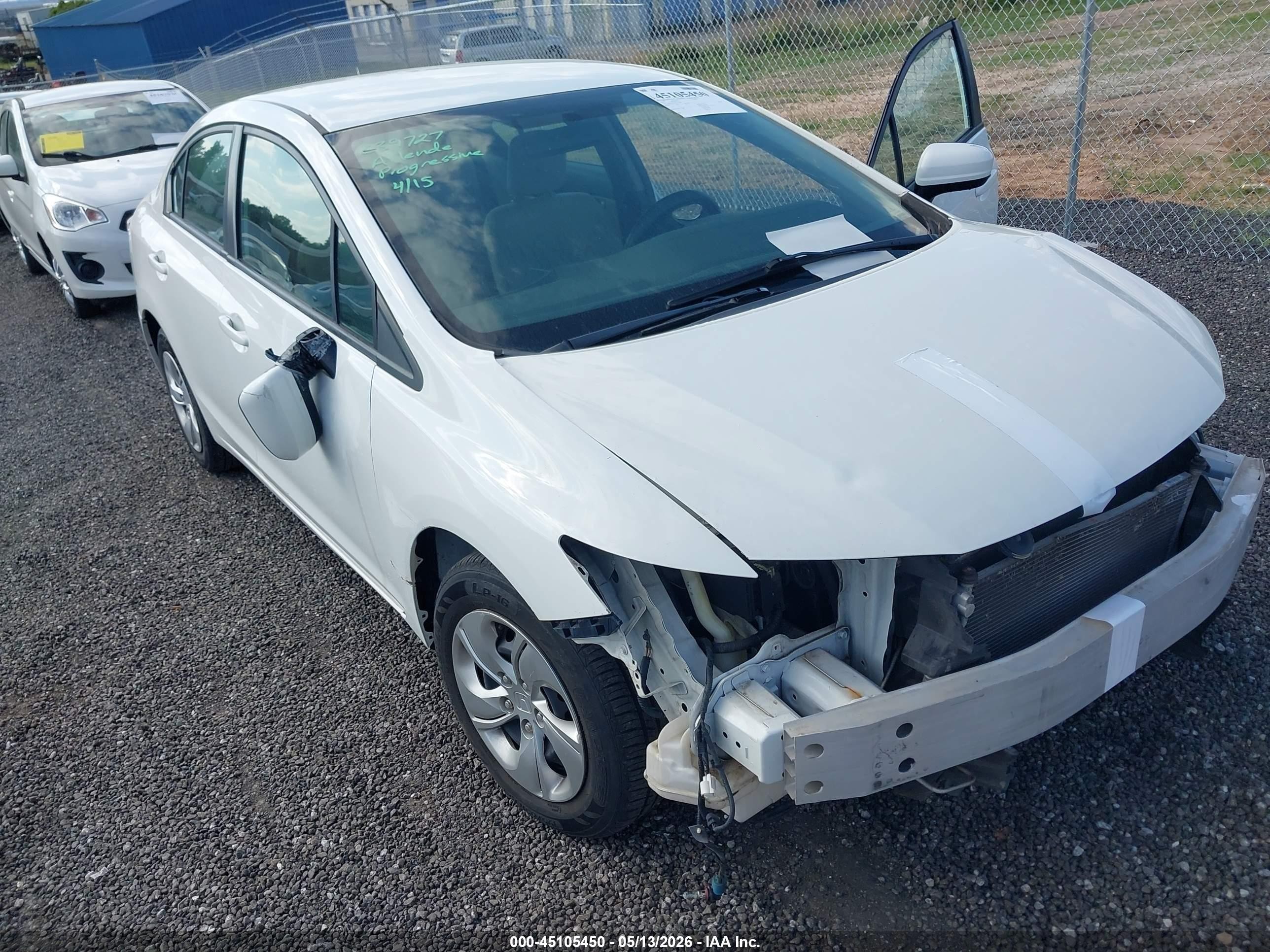 2015 Honda Civic Lx White vin: 19XFB2F54FE111900