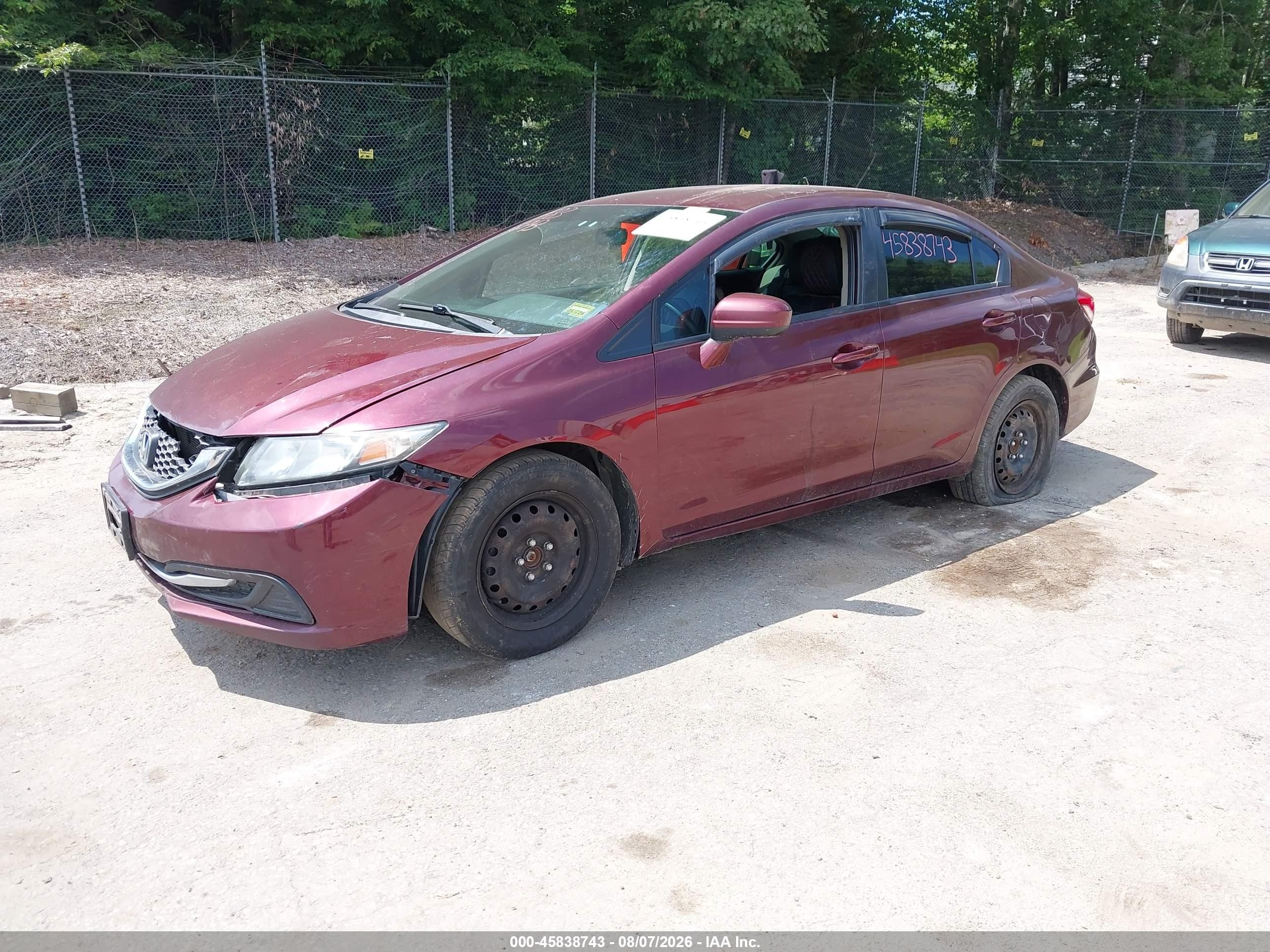 2015 Honda Civic Lx Burgundy vin: 19XFB2F54FE249730