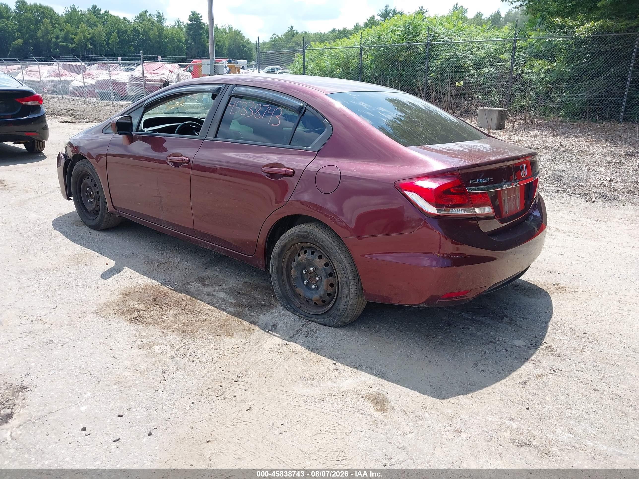 2015 Honda Civic Lx Burgundy vin: 19XFB2F54FE249730