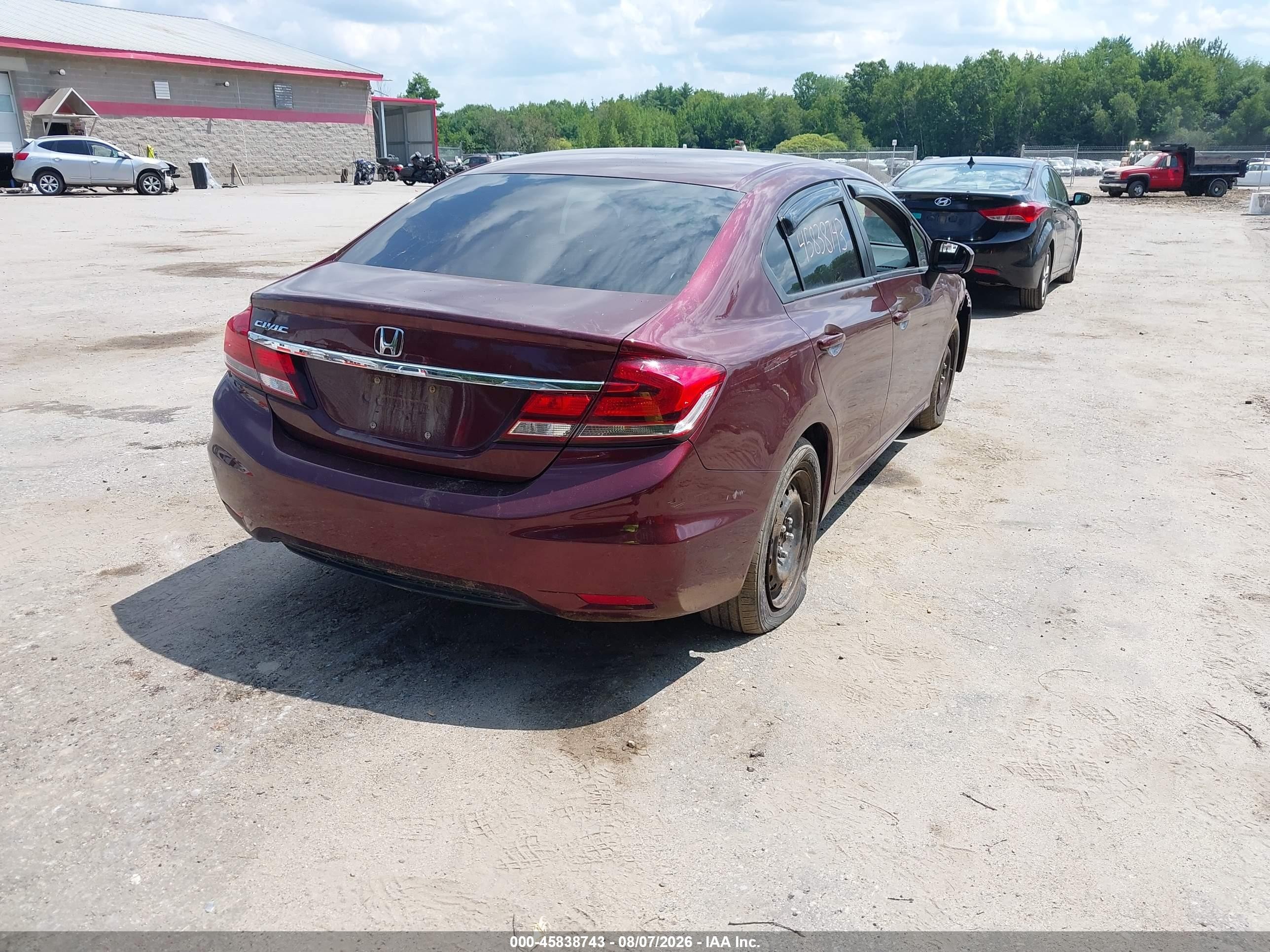 2015 Honda Civic Lx Burgundy vin: 19XFB2F54FE249730