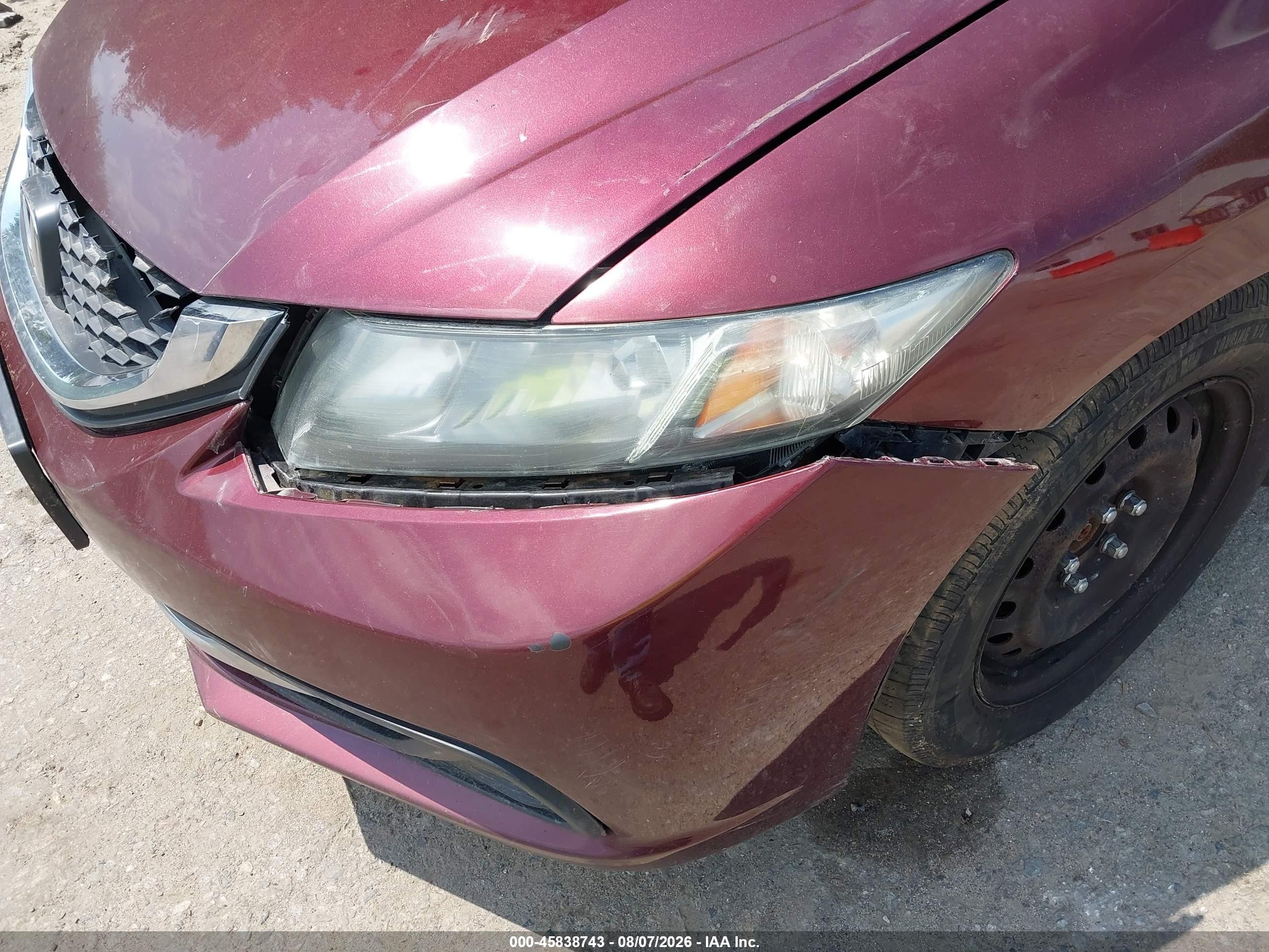2015 Honda Civic Lx Burgundy vin: 19XFB2F54FE249730