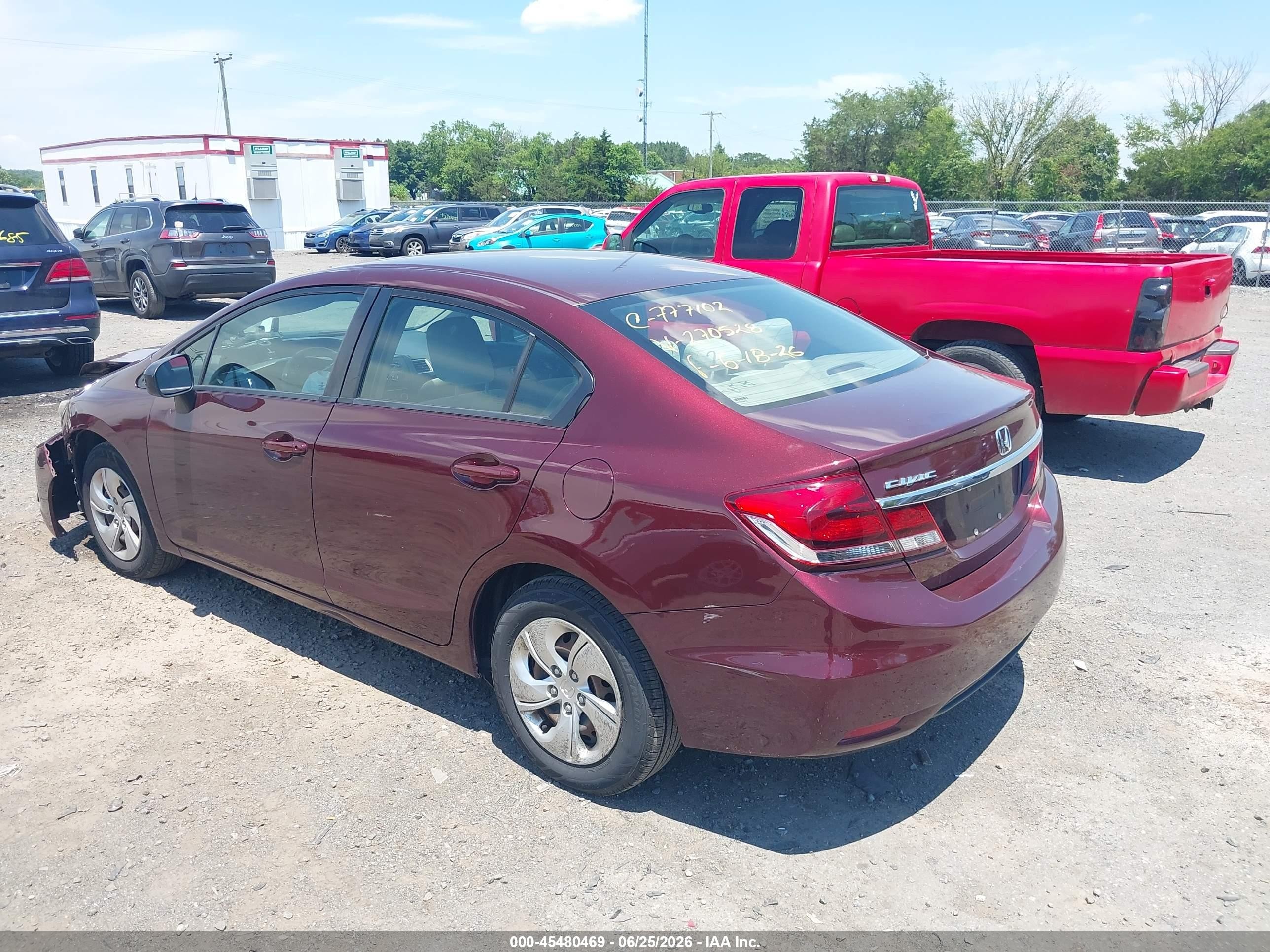 2015 Honda Civic Lx Red vin: 19XFB2F54FE270528