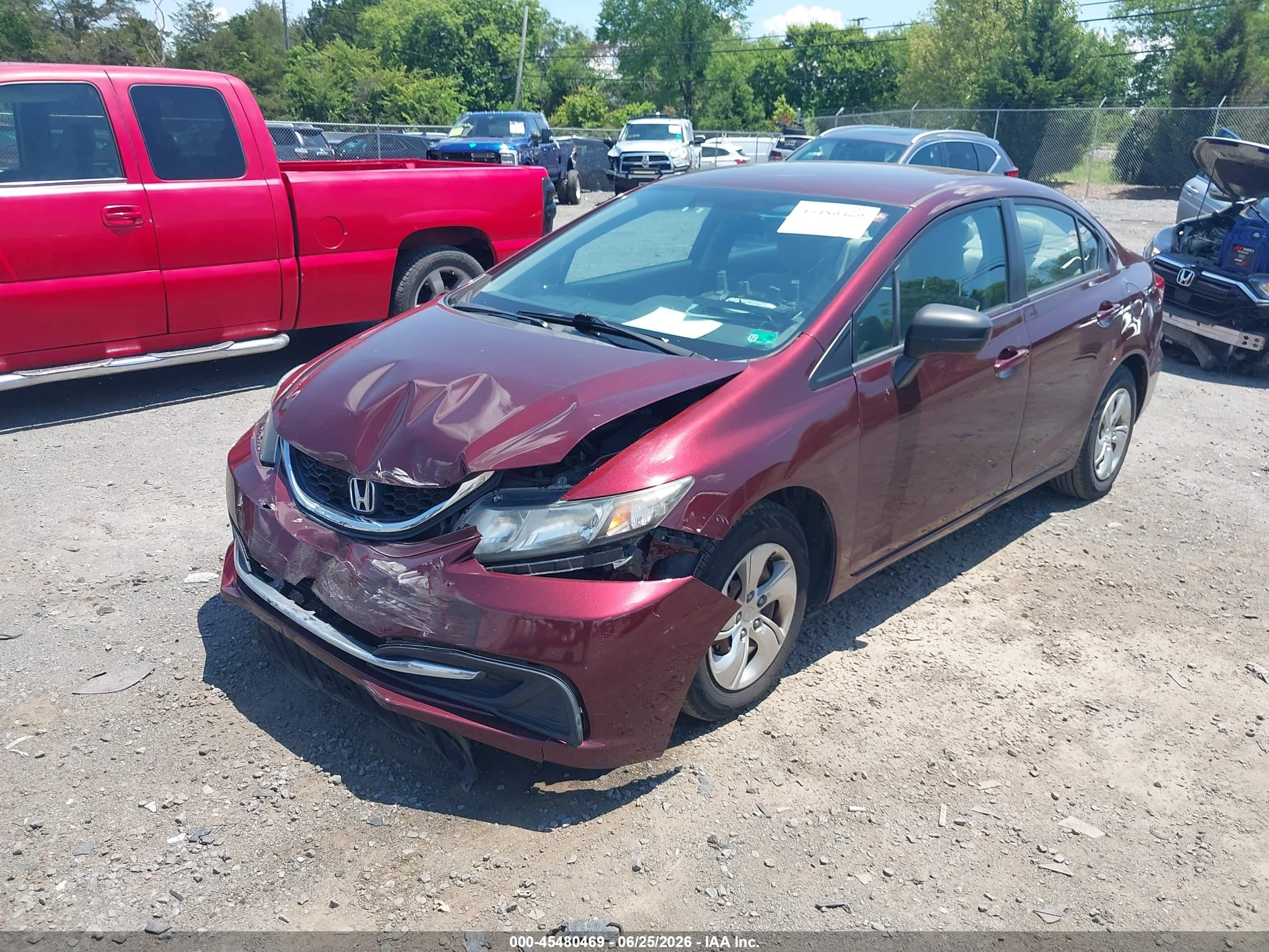2015 Honda Civic Lx Red vin: 19XFB2F54FE270528