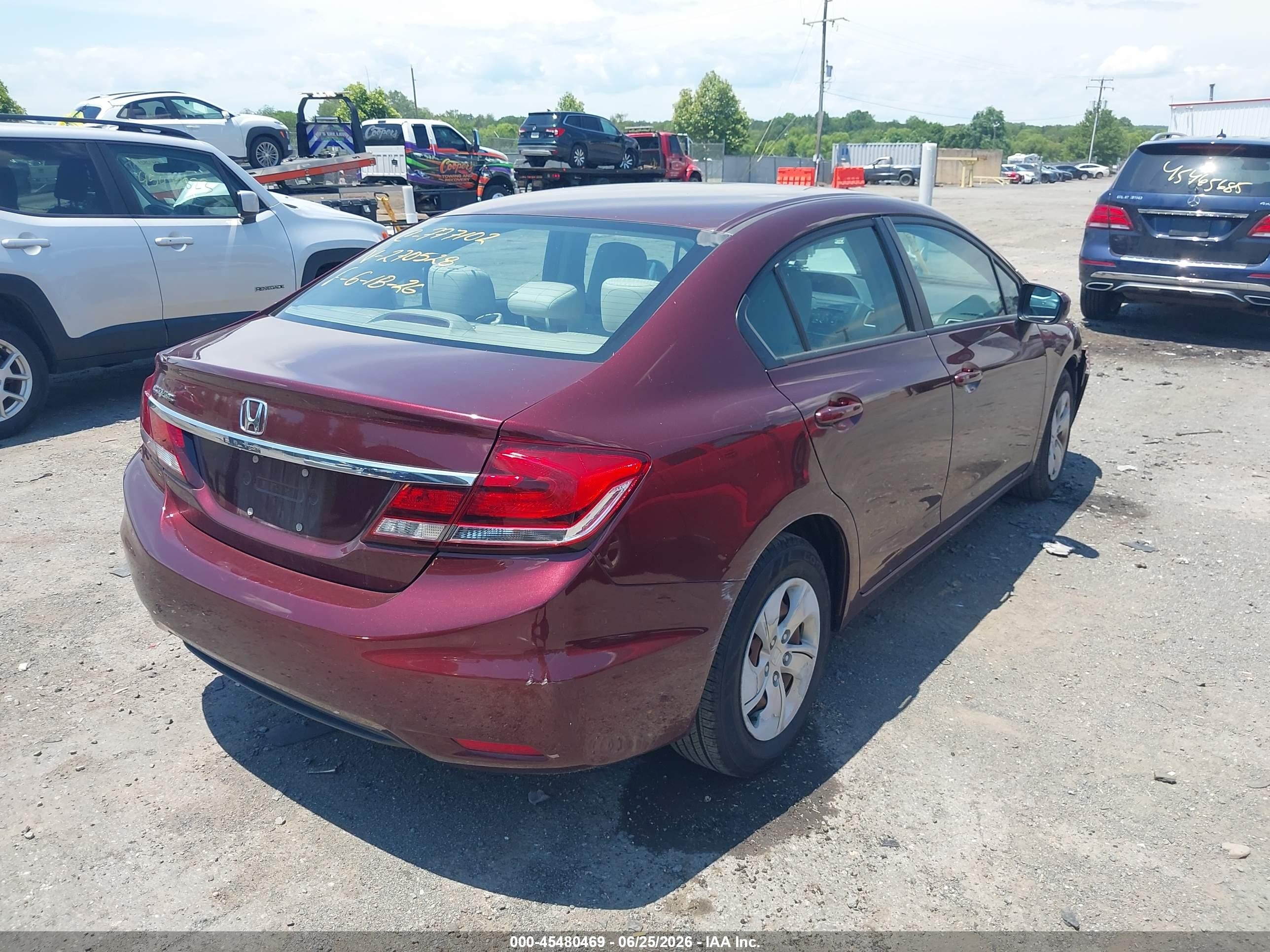 2015 Honda Civic Lx Red vin: 19XFB2F54FE270528