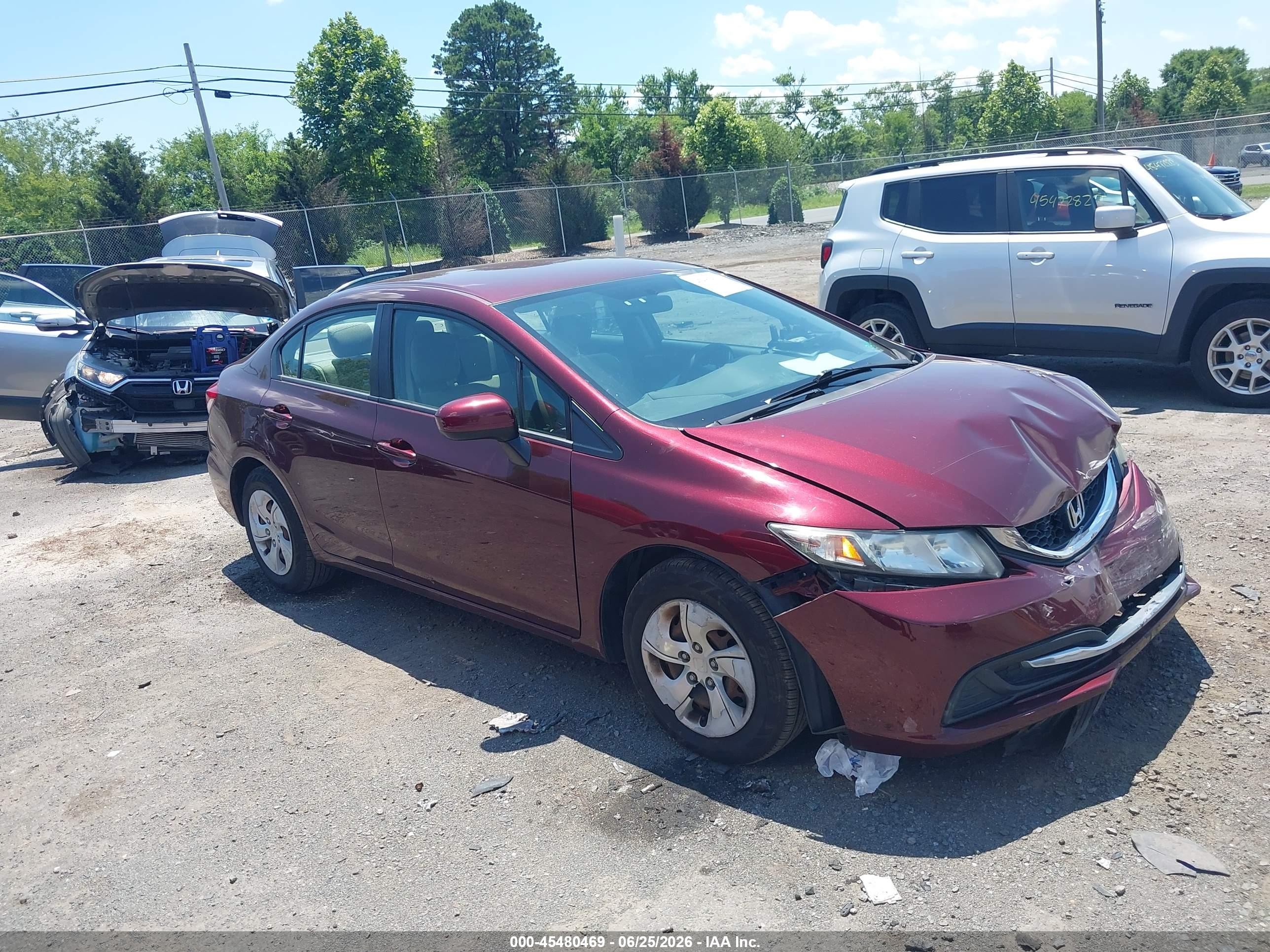 2015 Honda Civic Lx Red vin: 19XFB2F54FE270528