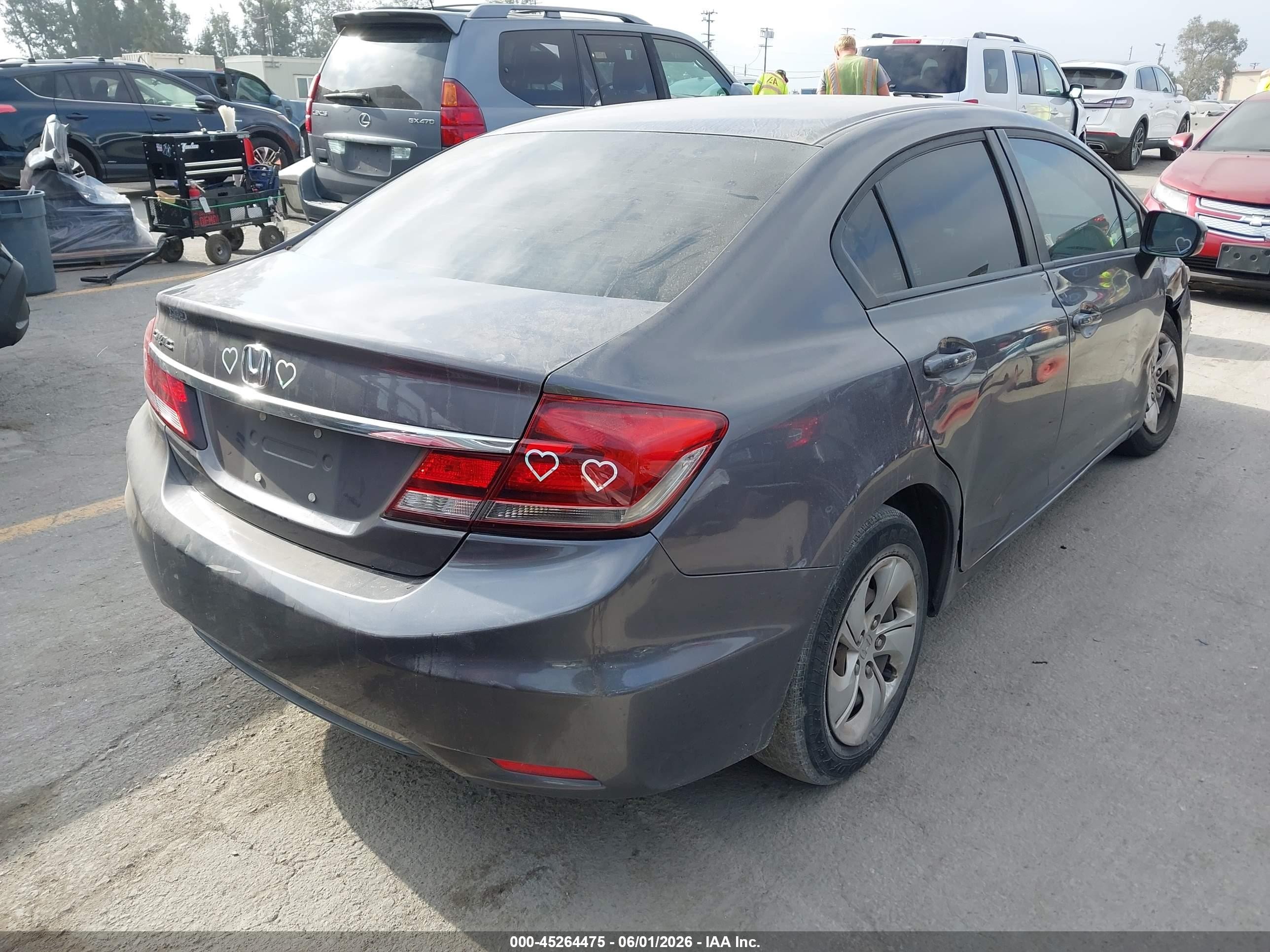 2015 Honda Civic Lx Gray vin: 19XFB2F54FE707590