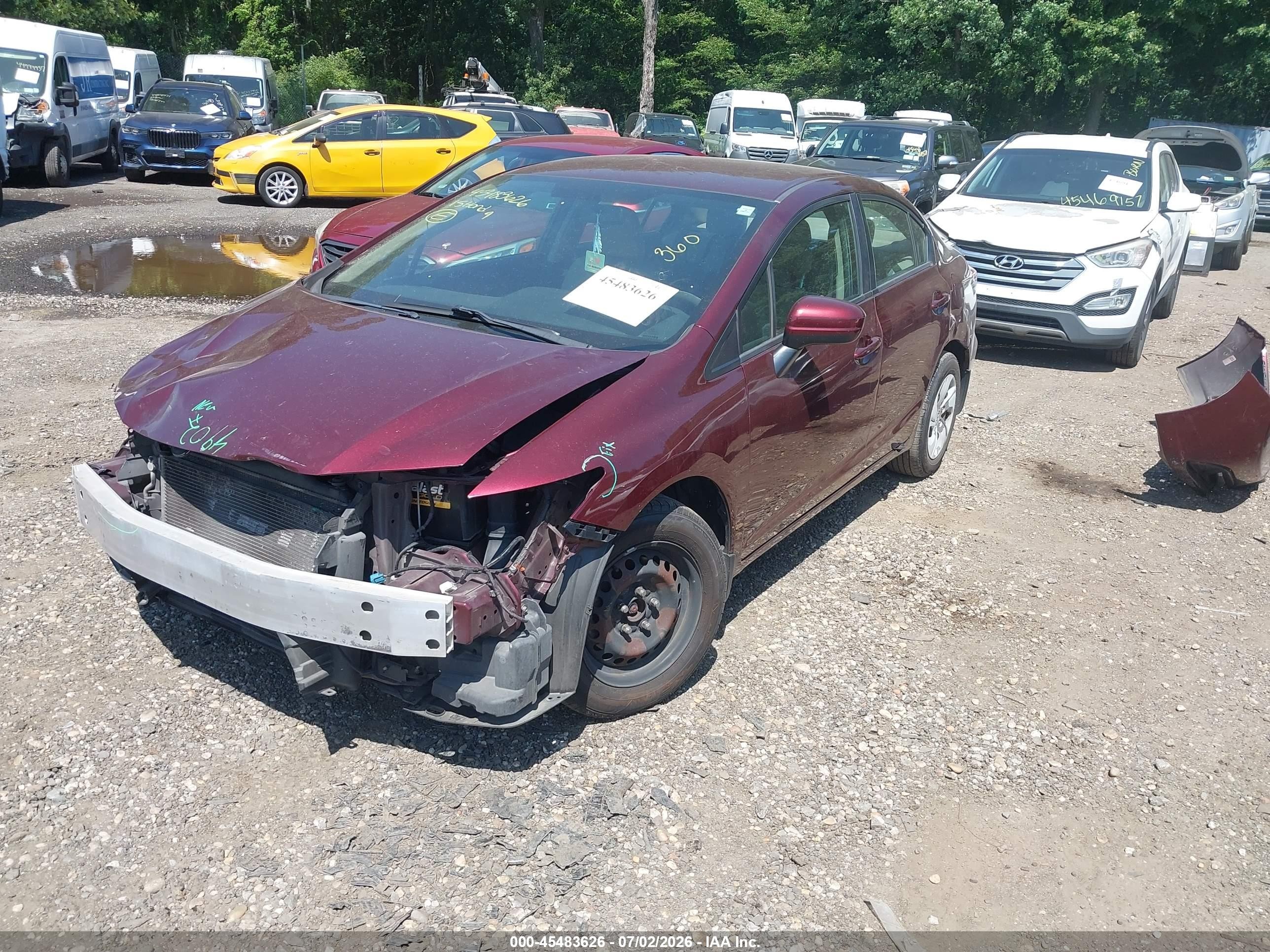 2015 Honda Civic Lx Maroon vin: 19XFB2F54FE708030
