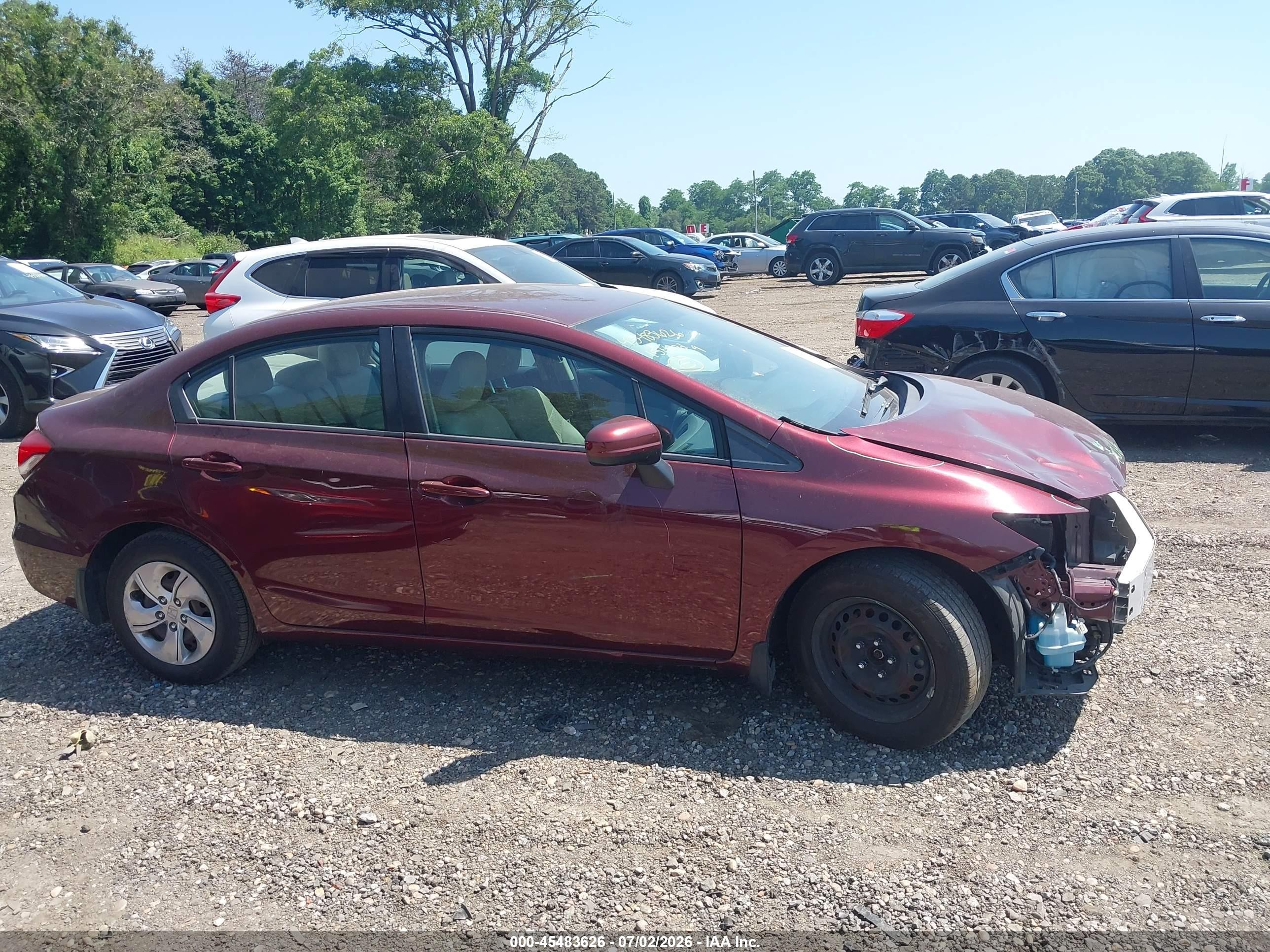 2015 Honda Civic Lx Maroon vin: 19XFB2F54FE708030