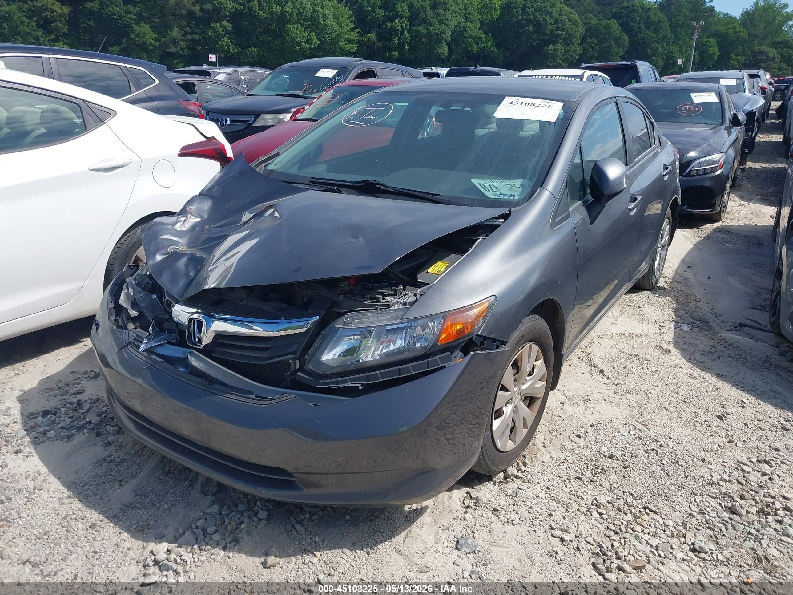 2012 Honda Civic Lx Gray vin: 19XFB2F55CE020663