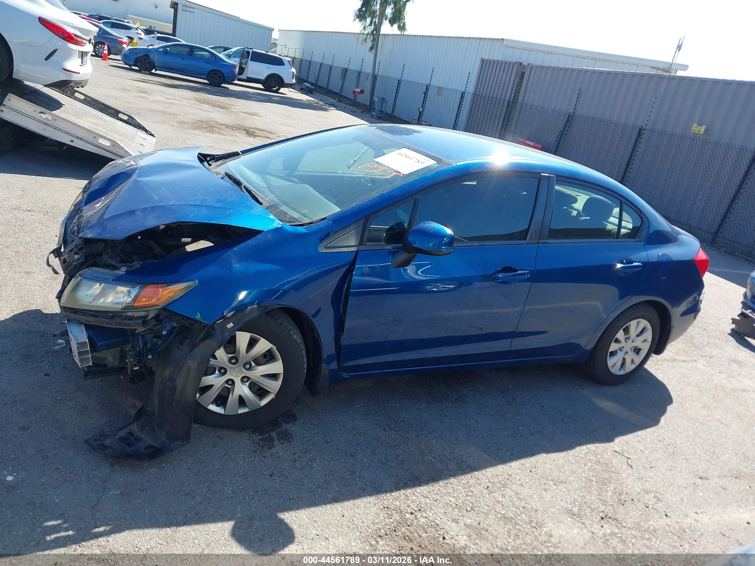 2012 Honda Civic Lx Blue vin: 19XFB2F55CE031730