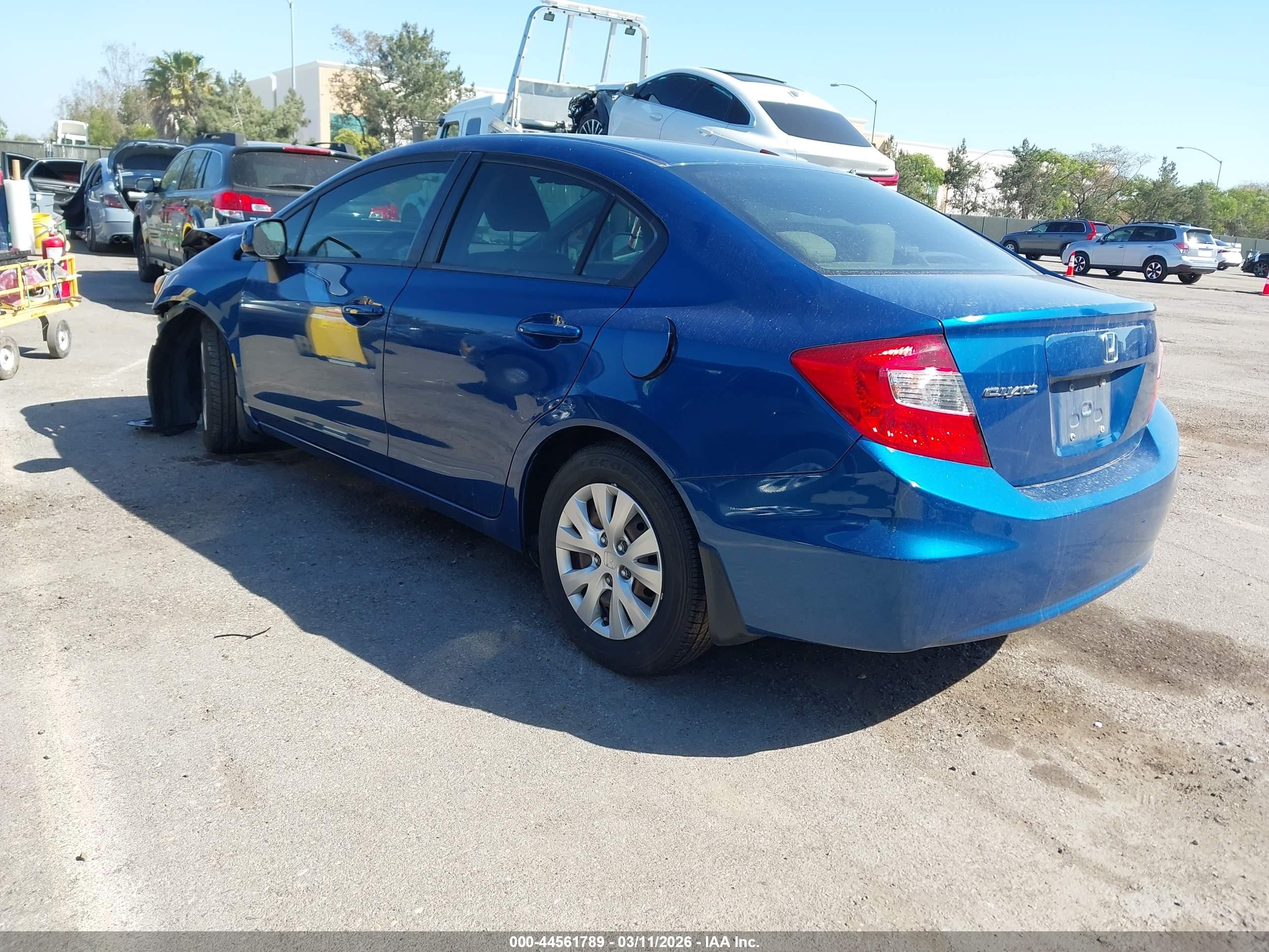 2012 Honda Civic Lx Blue vin: 19XFB2F55CE031730
