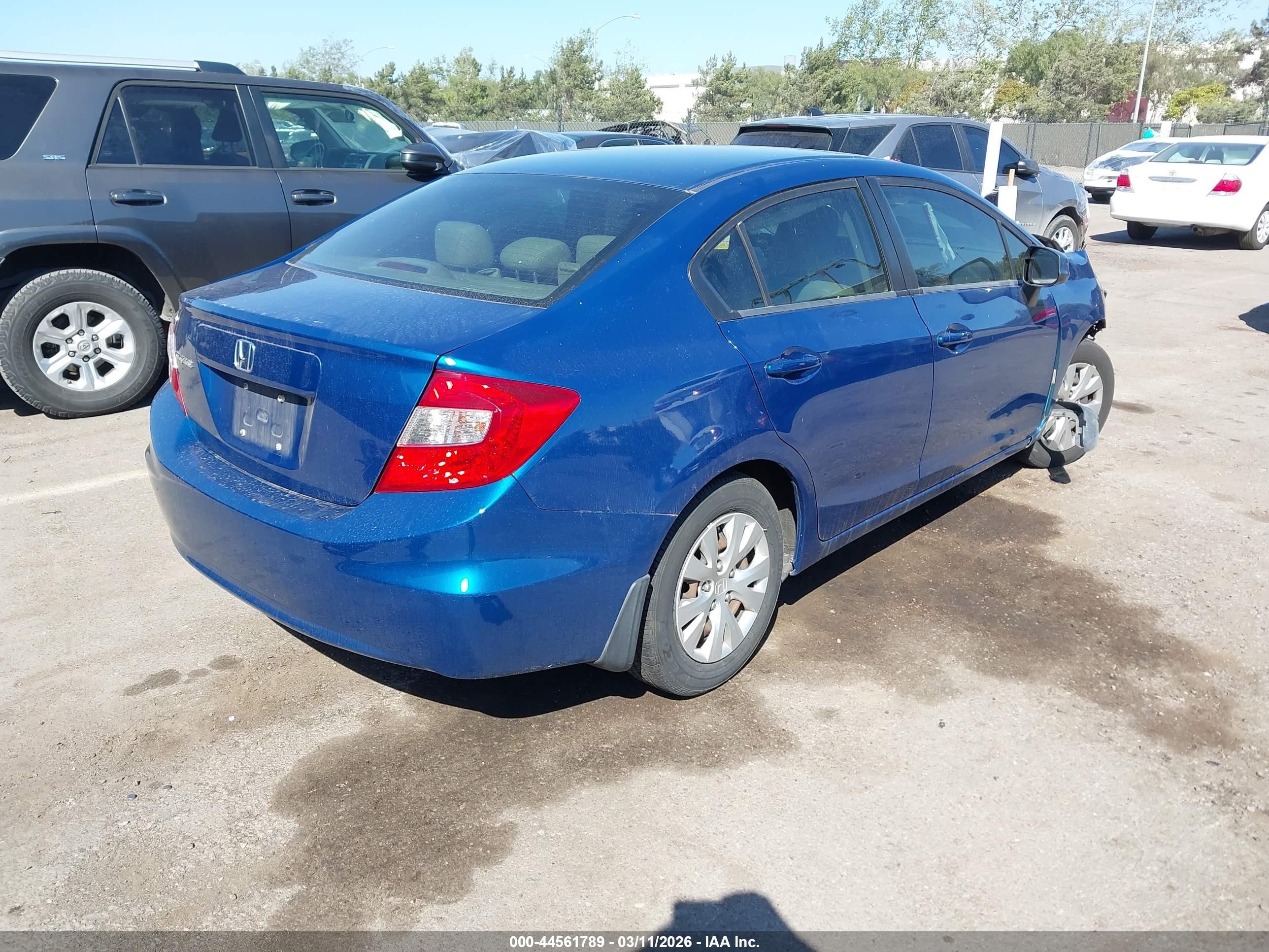 2012 Honda Civic Lx Blue vin: 19XFB2F55CE031730