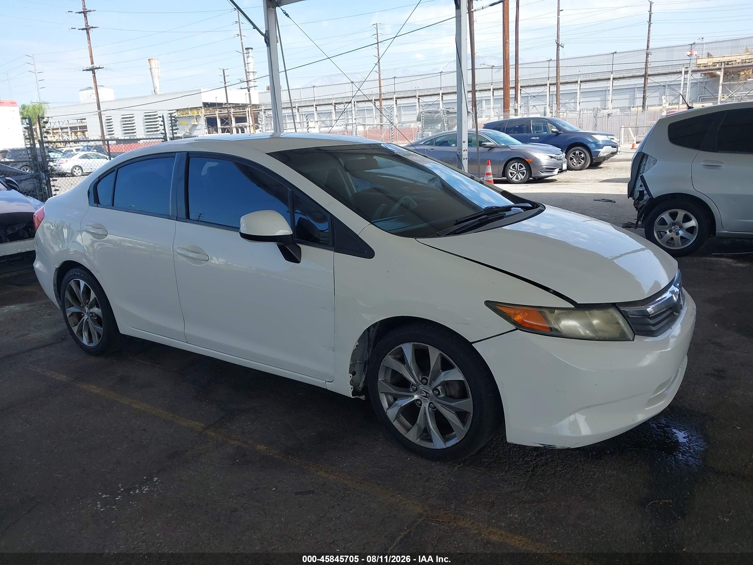 2012 Honda Civic Lx White vin: 19XFB2F55CE057261