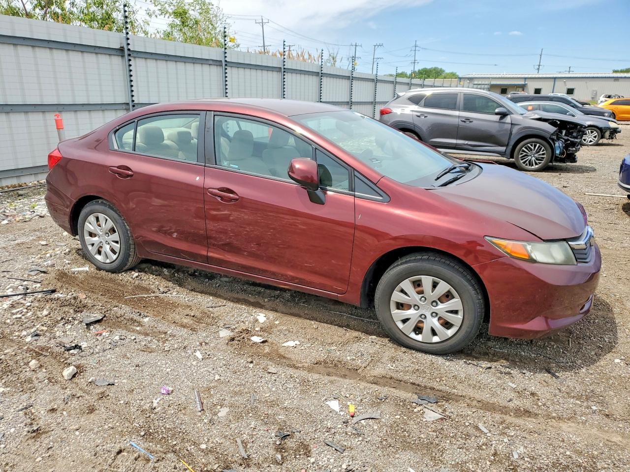 2012 Honda Civic Lx Maroon vin: 19XFB2F55CE060709