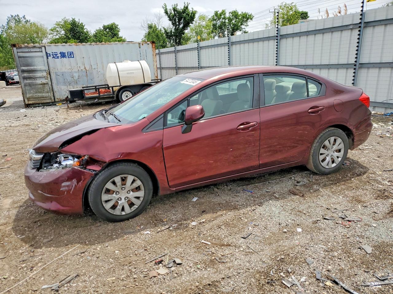 2012 Honda Civic Lx Maroon vin: 19XFB2F55CE060709