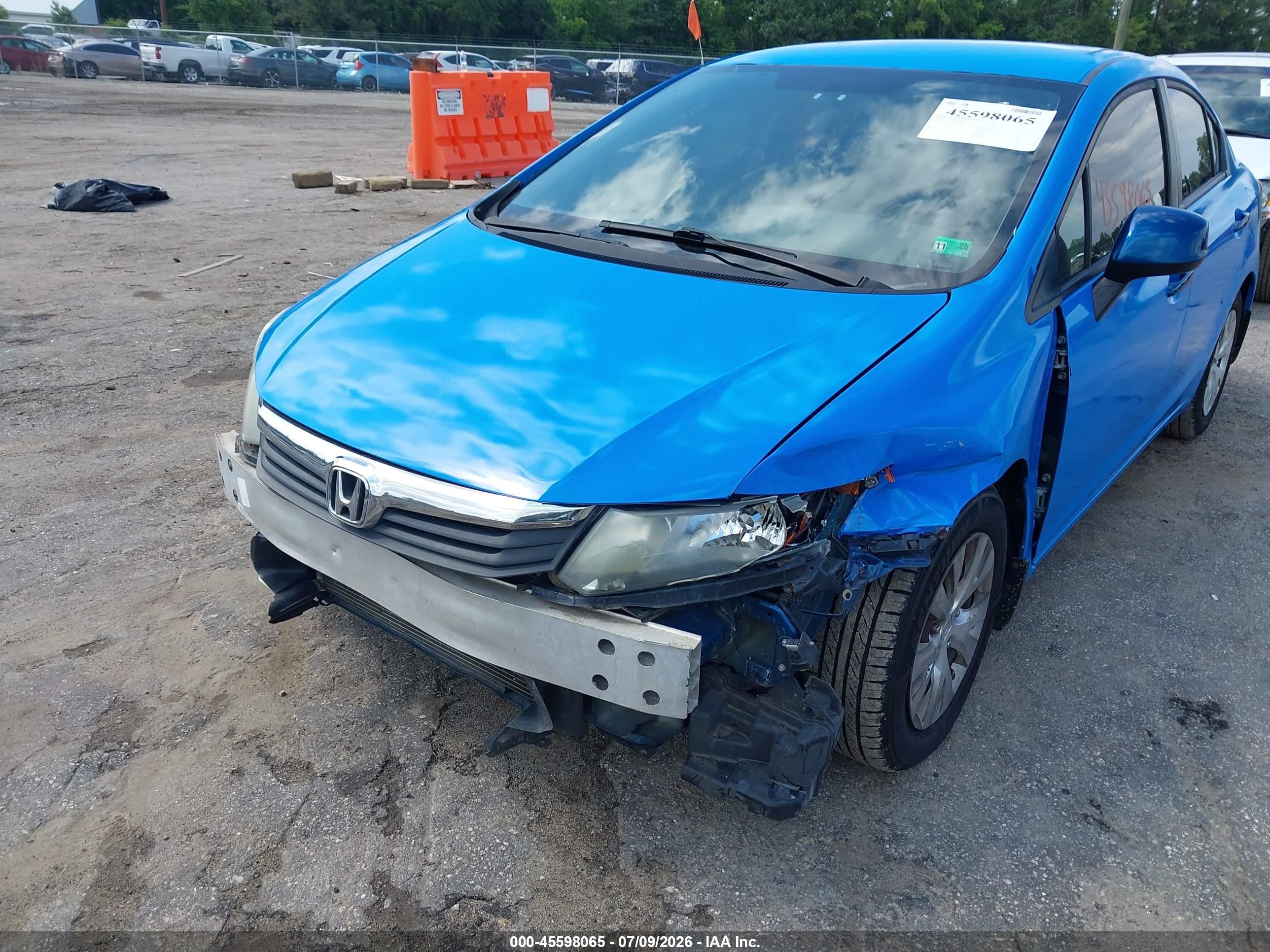 2012 Honda Civic Lx Blue vin: 19XFB2F55CE060774