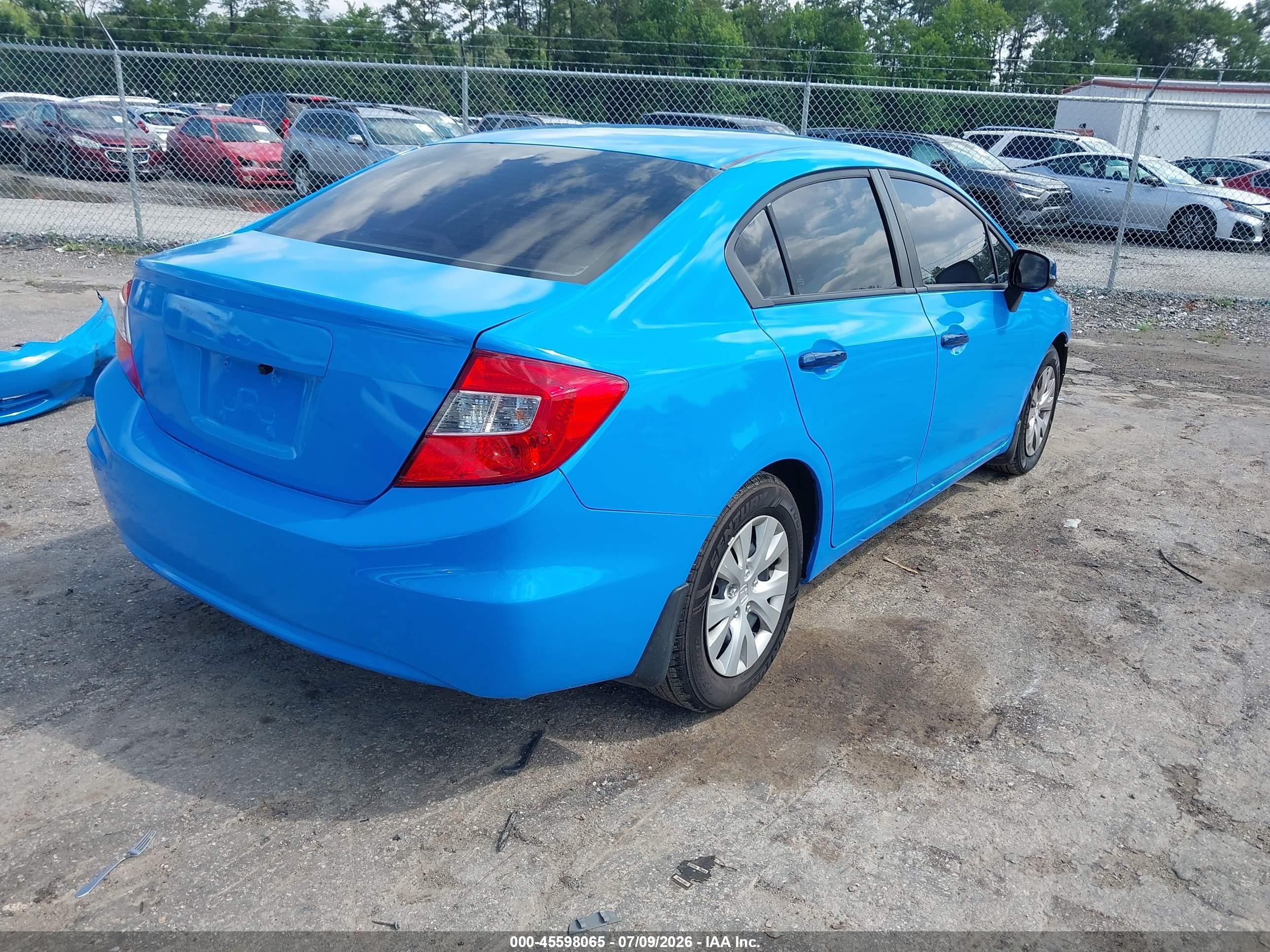2012 Honda Civic Lx Blue vin: 19XFB2F55CE060774
