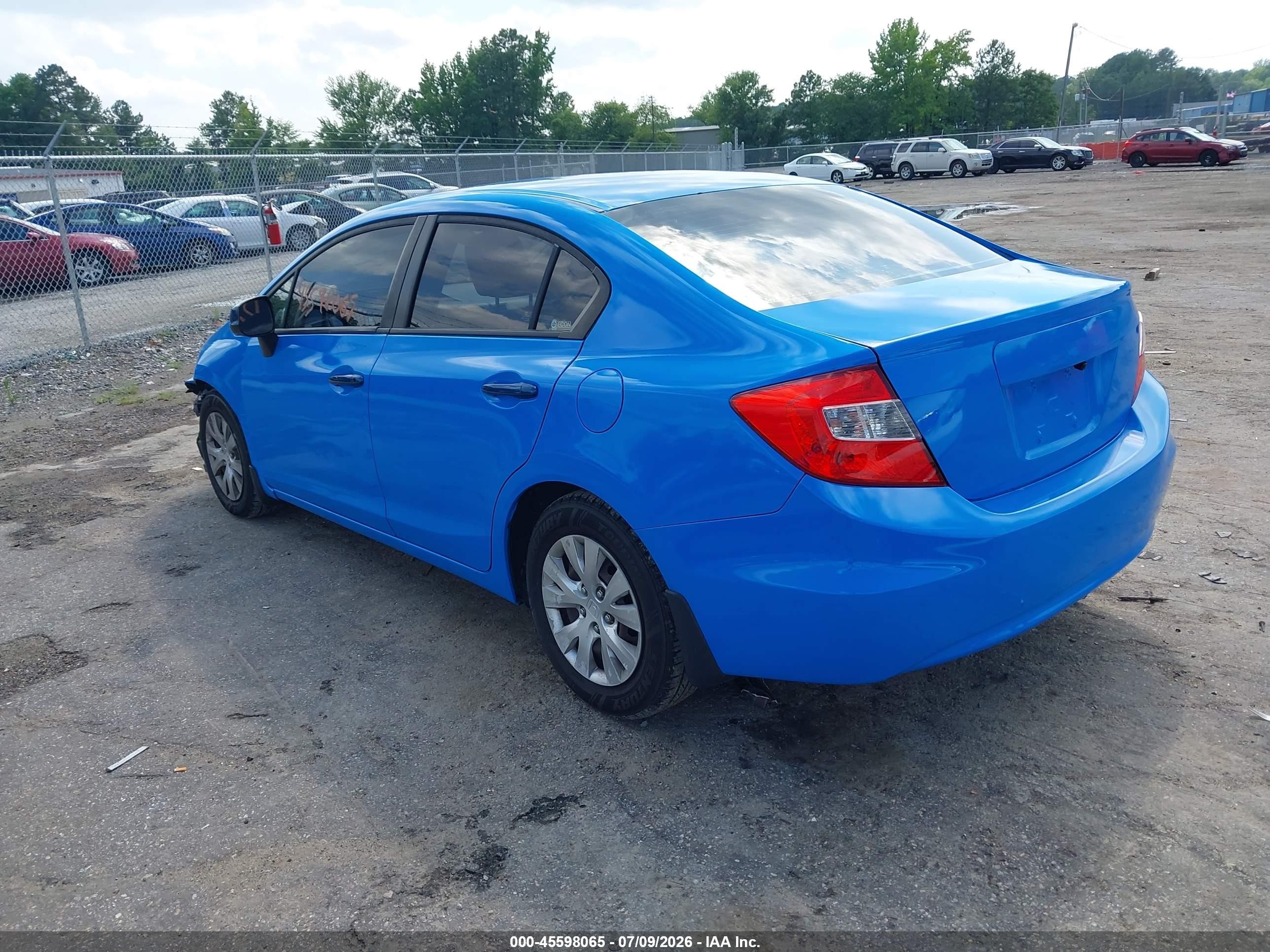 2012 Honda Civic Lx Blue vin: 19XFB2F55CE060774