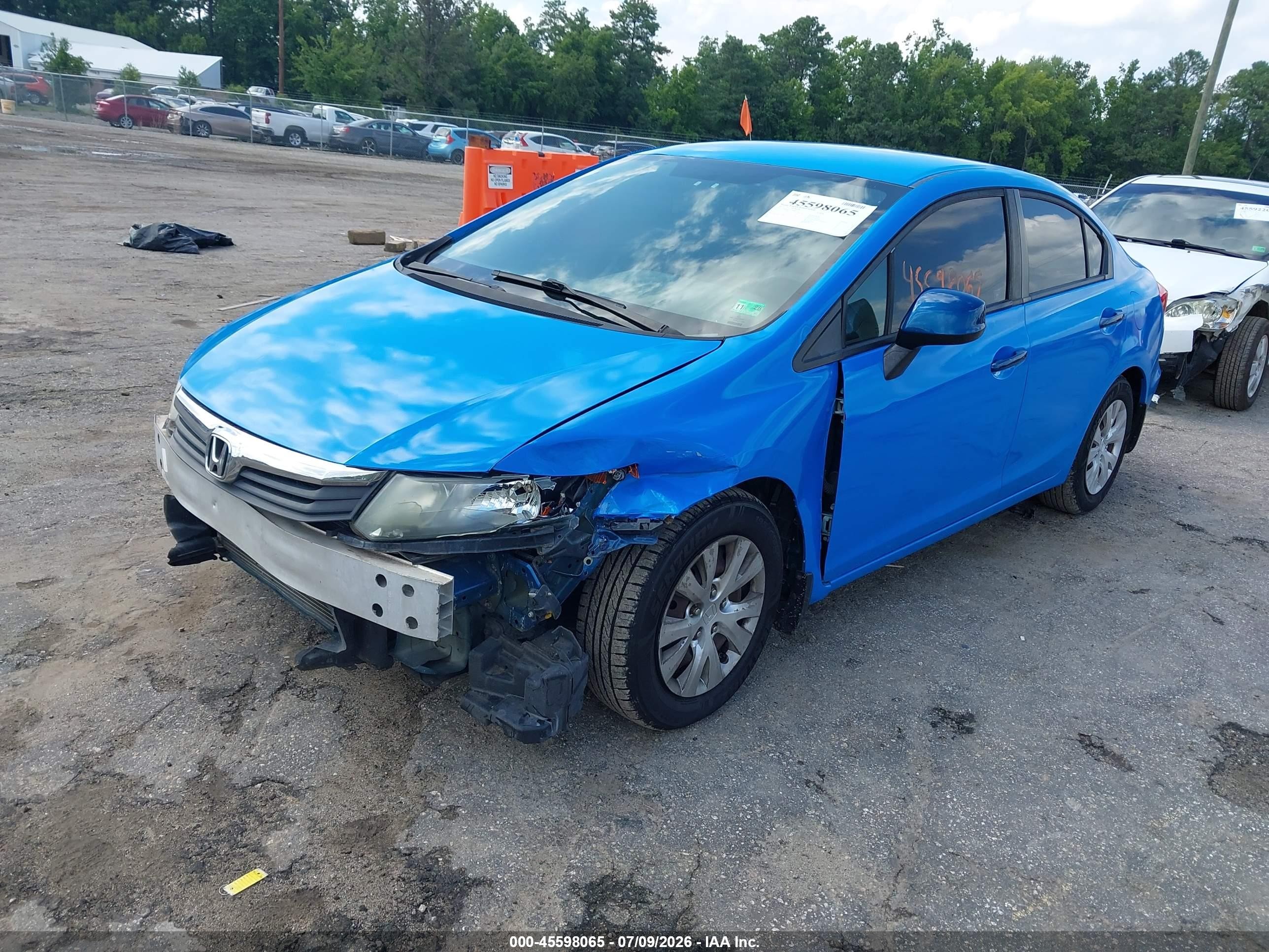 2012 Honda Civic Lx Blue vin: 19XFB2F55CE060774