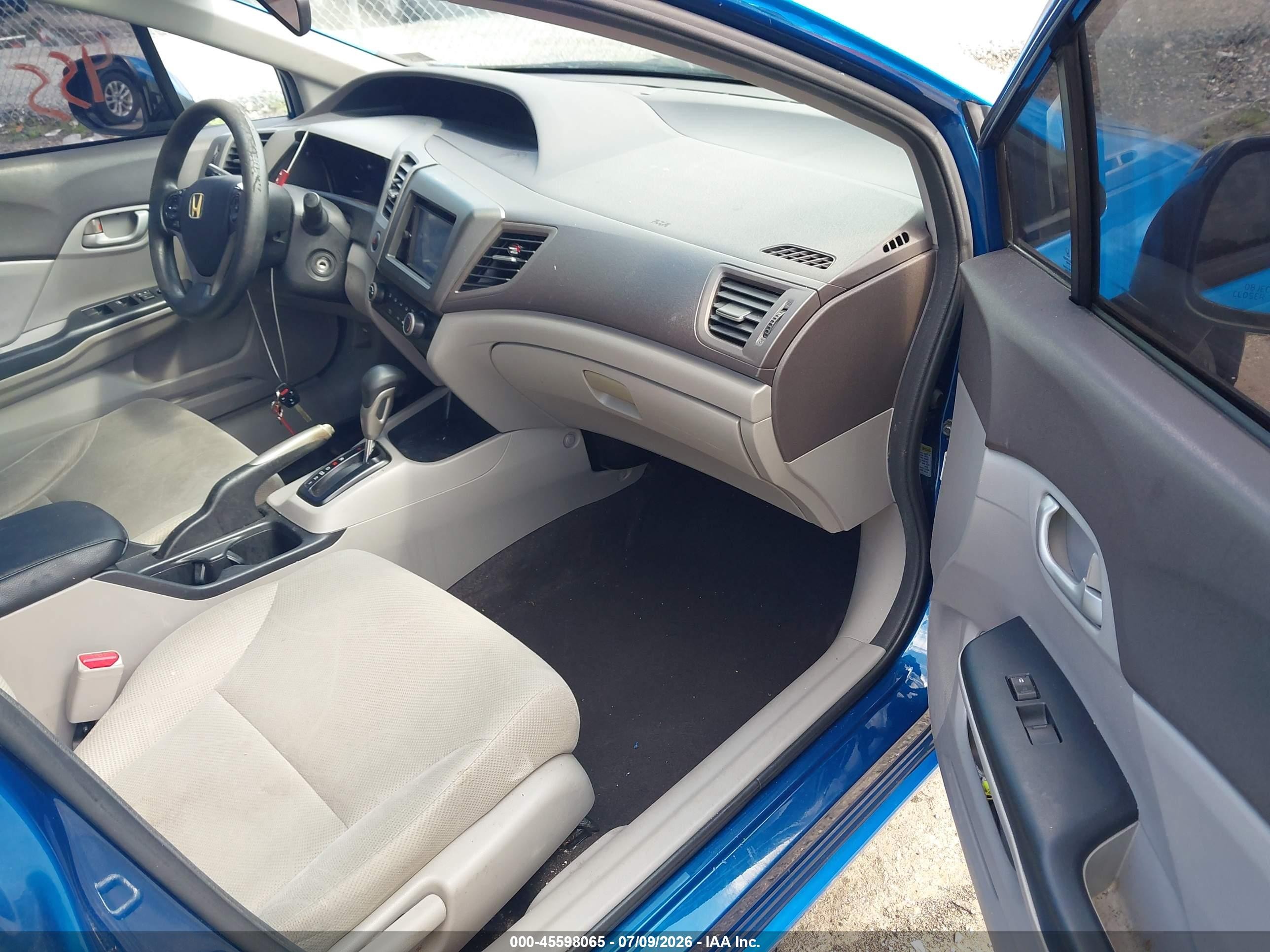 2012 Honda Civic Lx Blue vin: 19XFB2F55CE060774