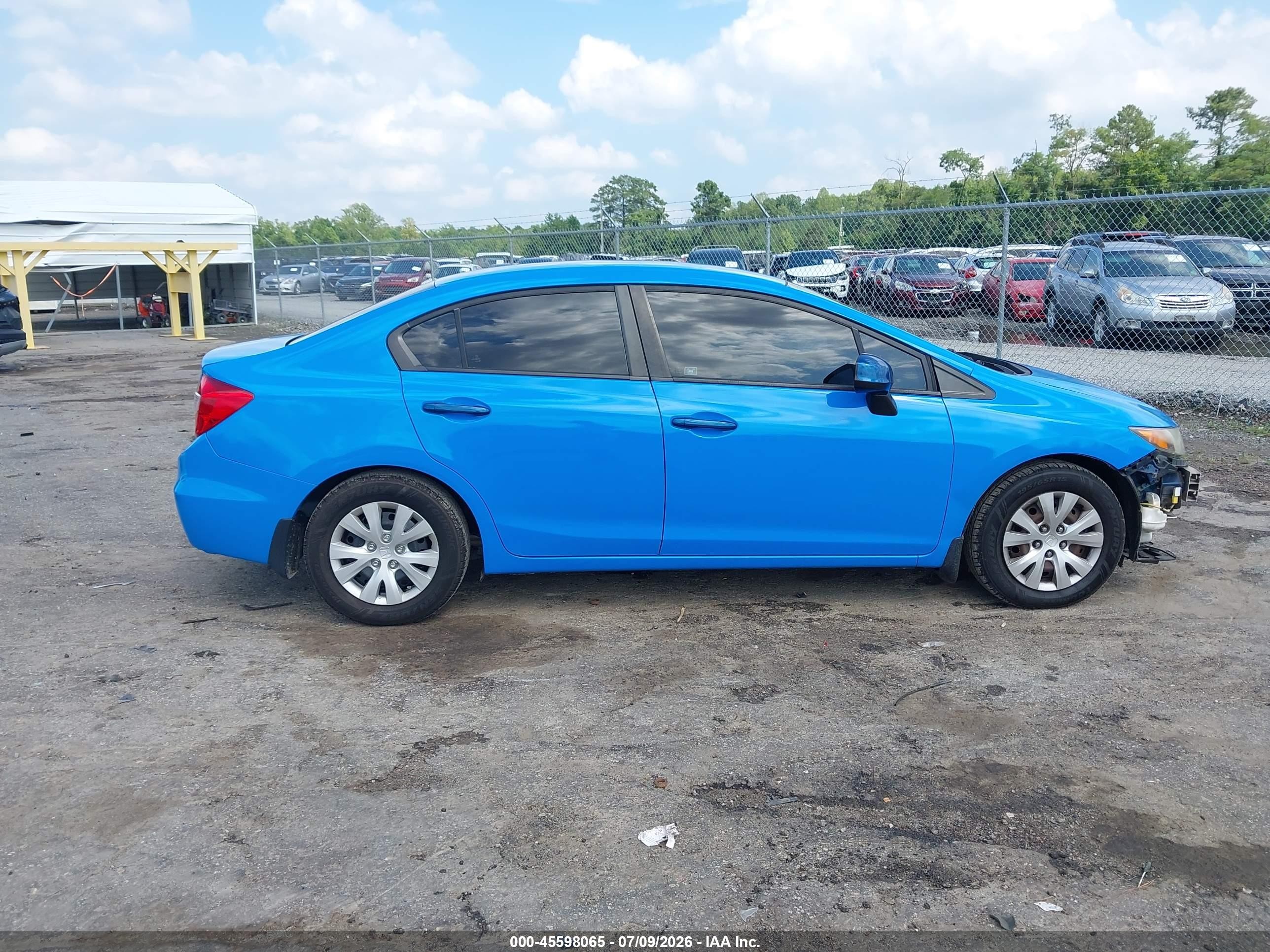 2012 Honda Civic Lx Blue vin: 19XFB2F55CE060774