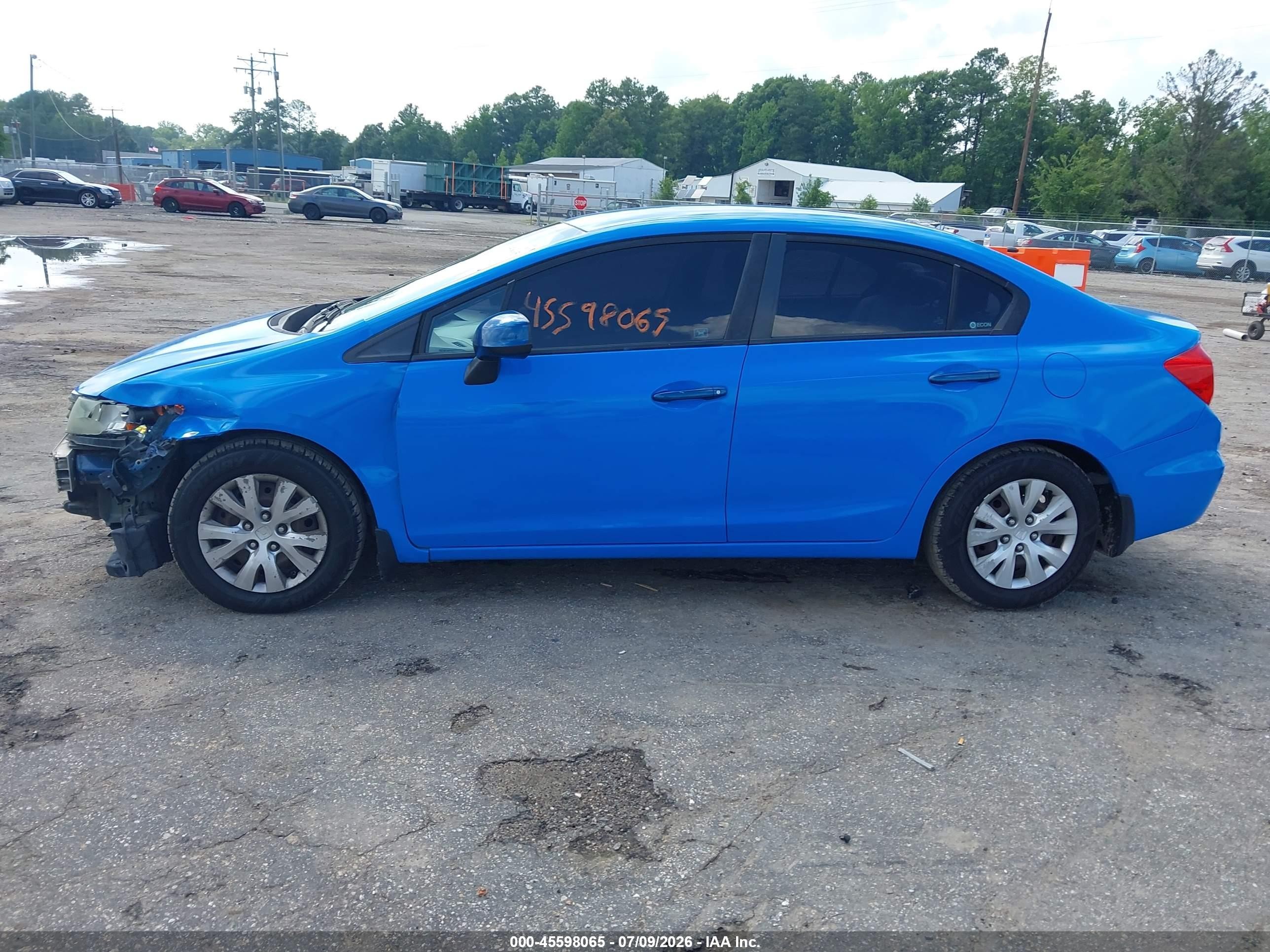 2012 Honda Civic Lx Blue vin: 19XFB2F55CE060774
