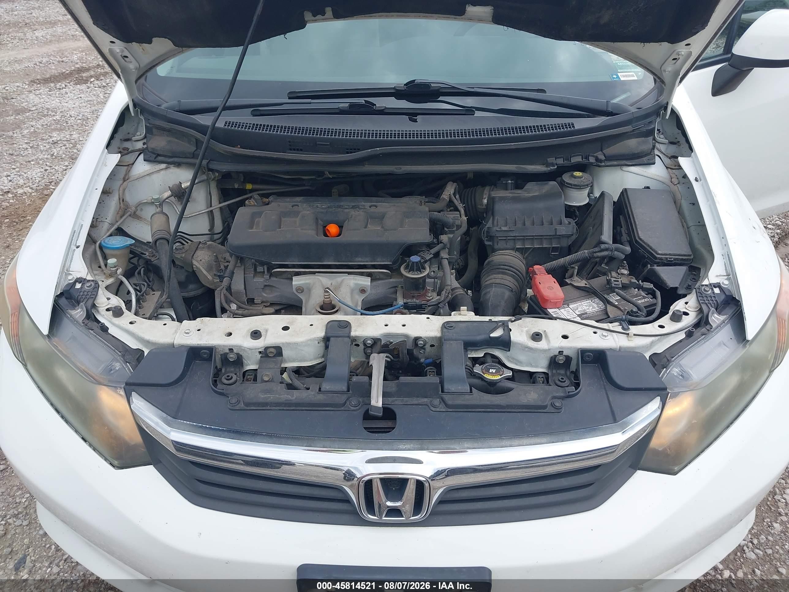 2012 Honda Civic Lx White vin: 19XFB2F55CE060824