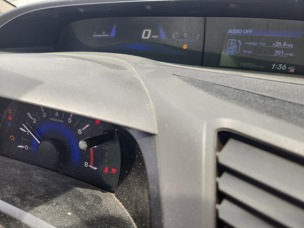 2012 Honda Civic Lx Gray vin: 19XFB2F55CE061021 Damage: Warning Light - Air Bag, On, Unacceptable