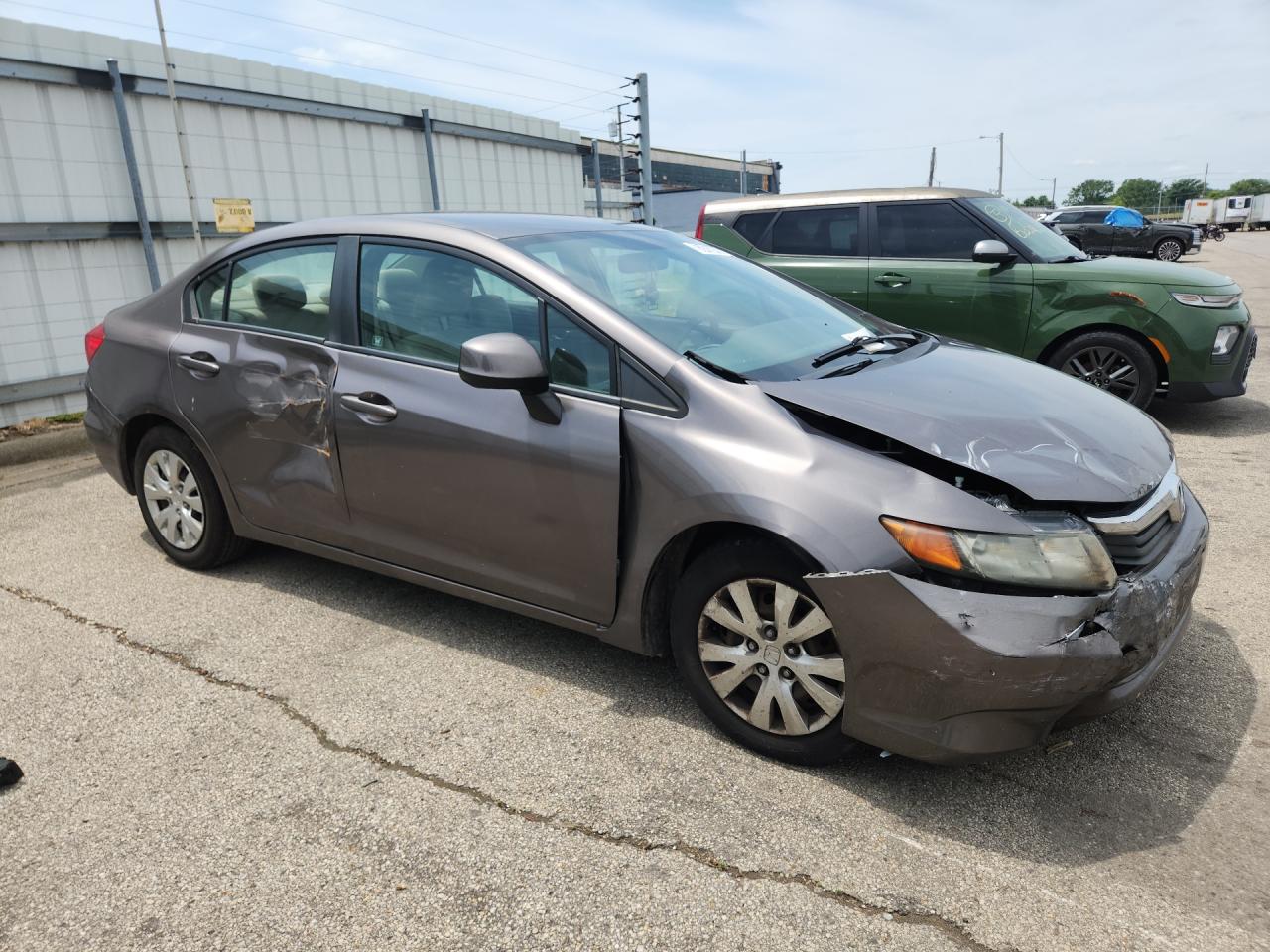 2012 Honda Civic Lx Gray vin: 19XFB2F55CE061021 Damage: Right Rear Door, Broken, Replacement Required