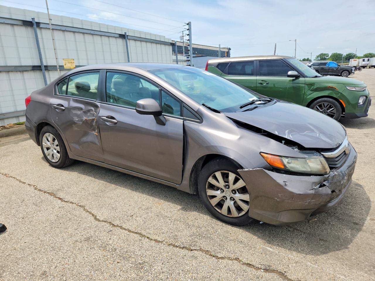 2012 Honda Civic Lx Gray vin: 19XFB2F55CE061021