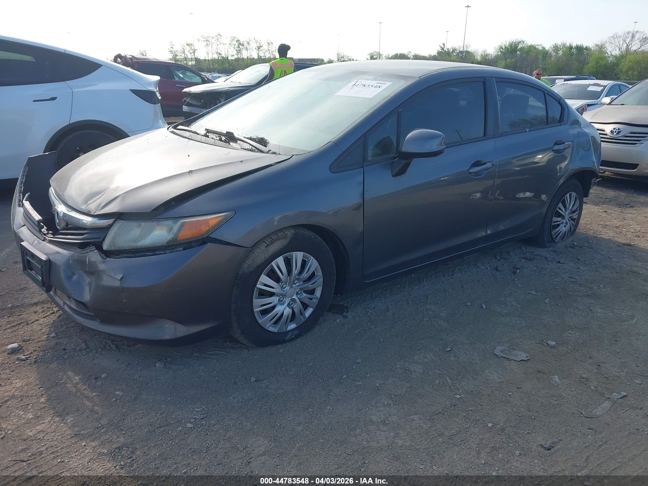 2012 Honda Civic Lx Gray vin: 19XFB2F55CE089336