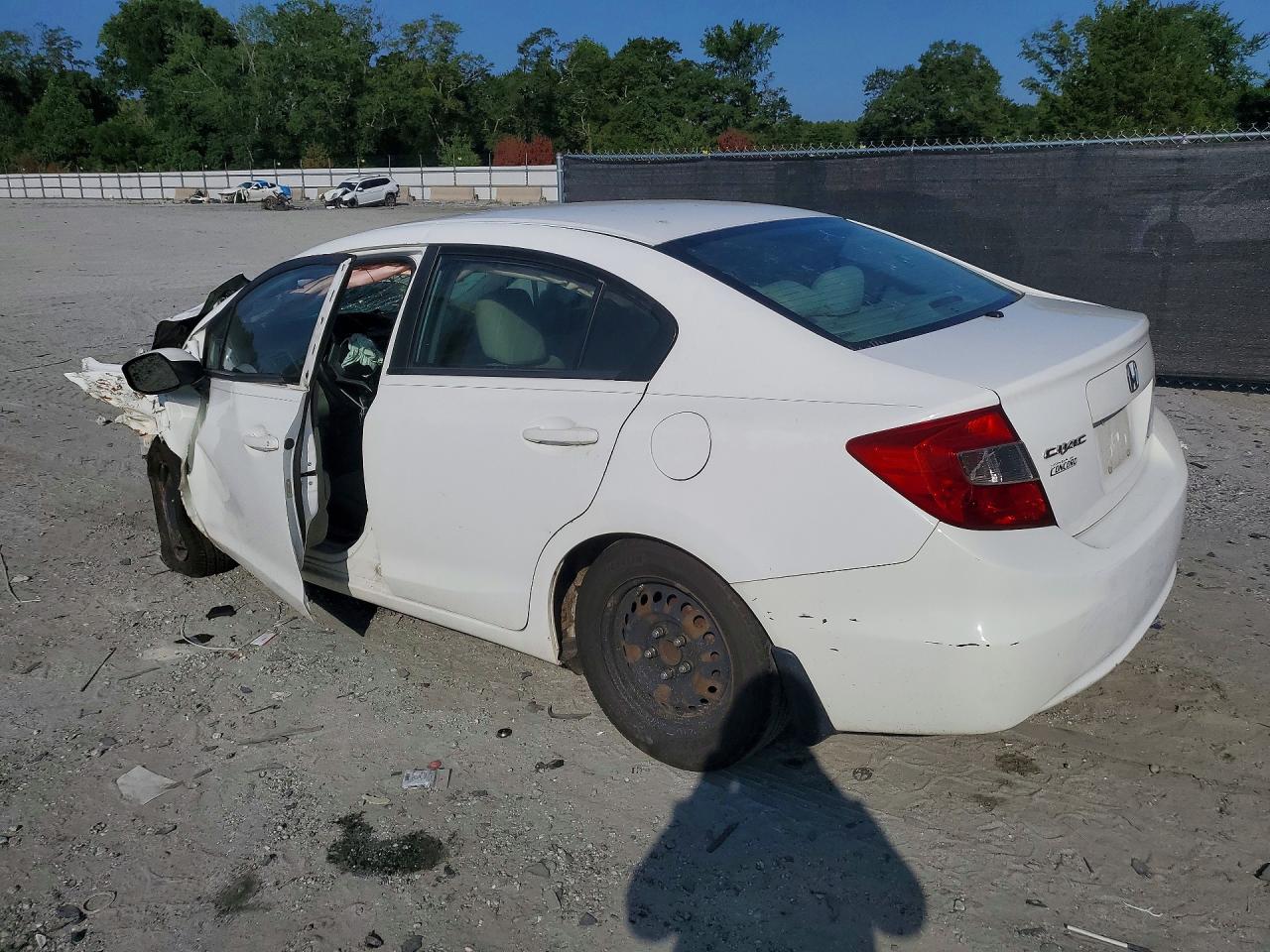 2012 Honda Civic Lx White vin: 19XFB2F55CE108256