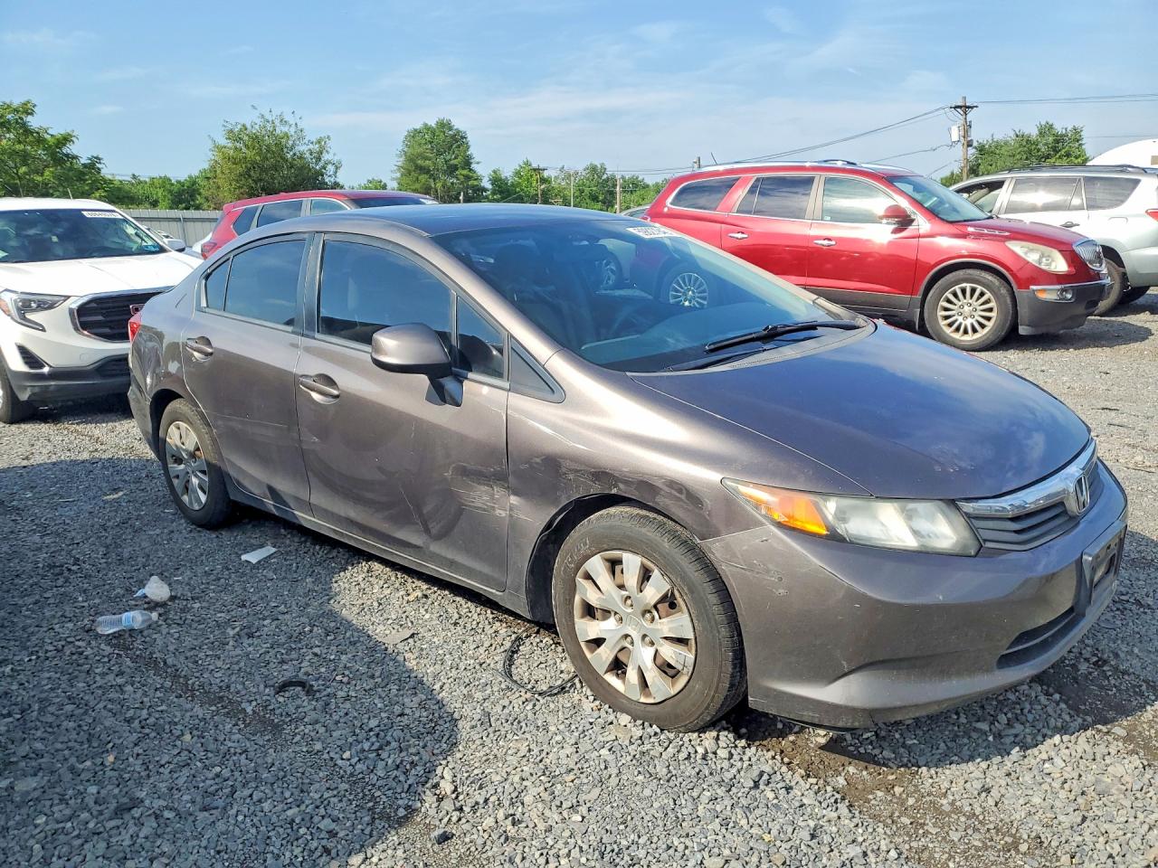 2012 Honda Civic Lx Gray vin: 19XFB2F55CE301023