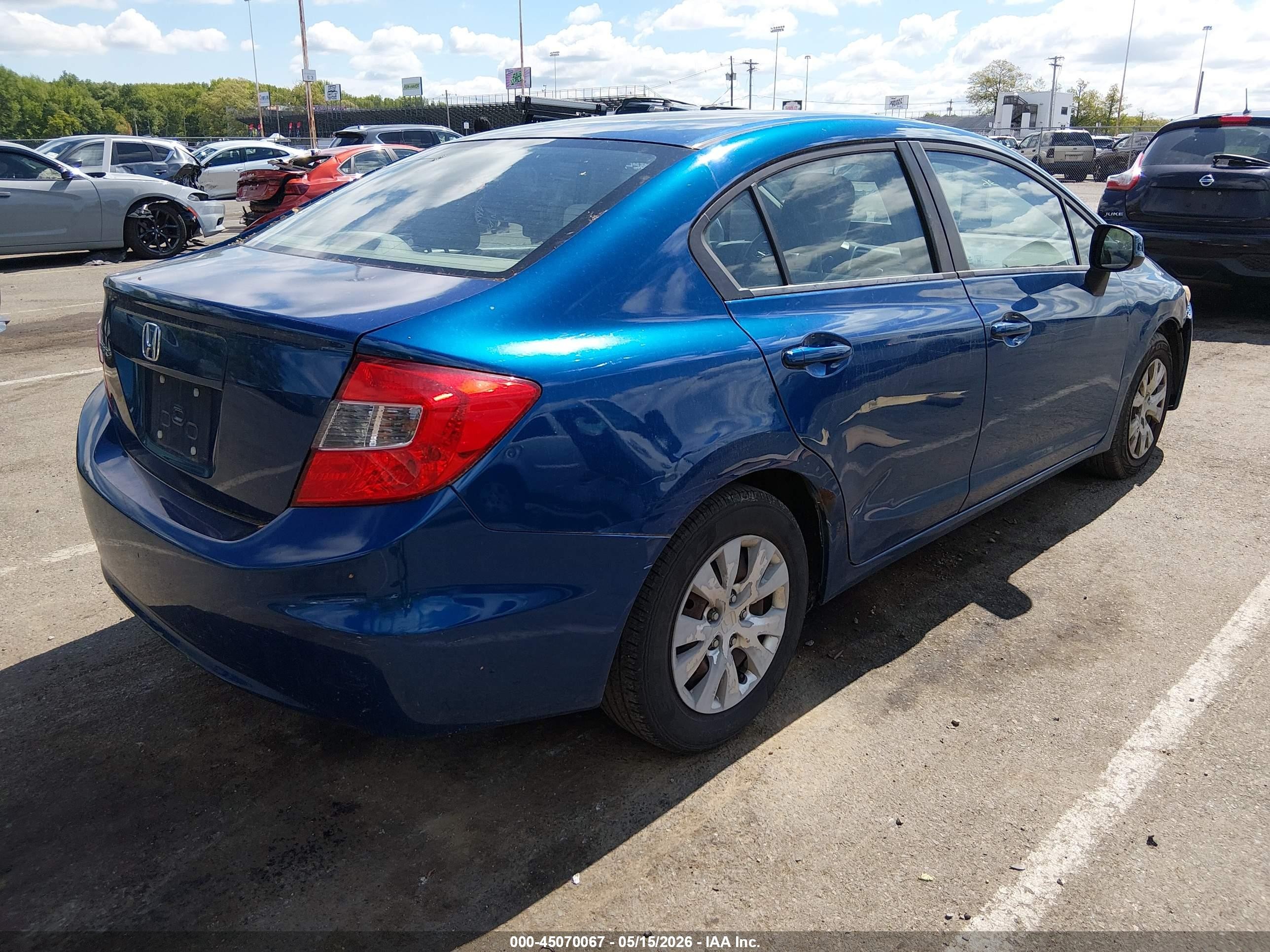 2012 Honda Civic Lx Blue vin: 19XFB2F55CE333924