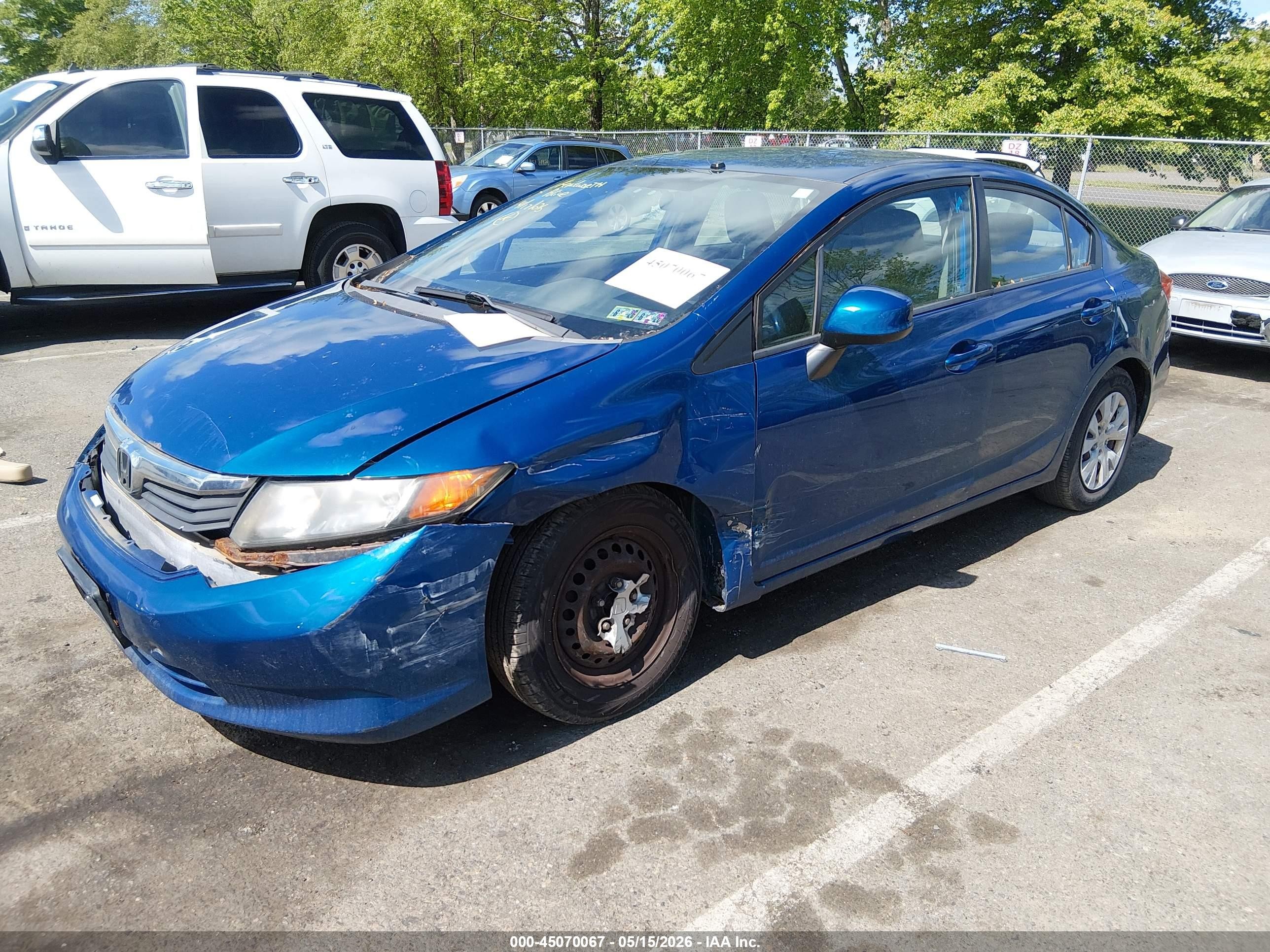 2012 Honda Civic Lx Blue vin: 19XFB2F55CE333924