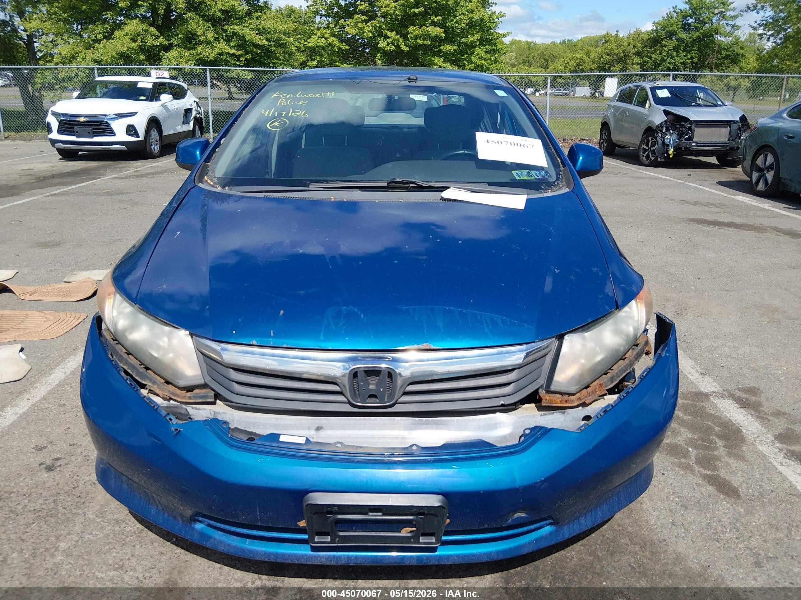 2012 Honda Civic Lx Blue vin: 19XFB2F55CE333924
