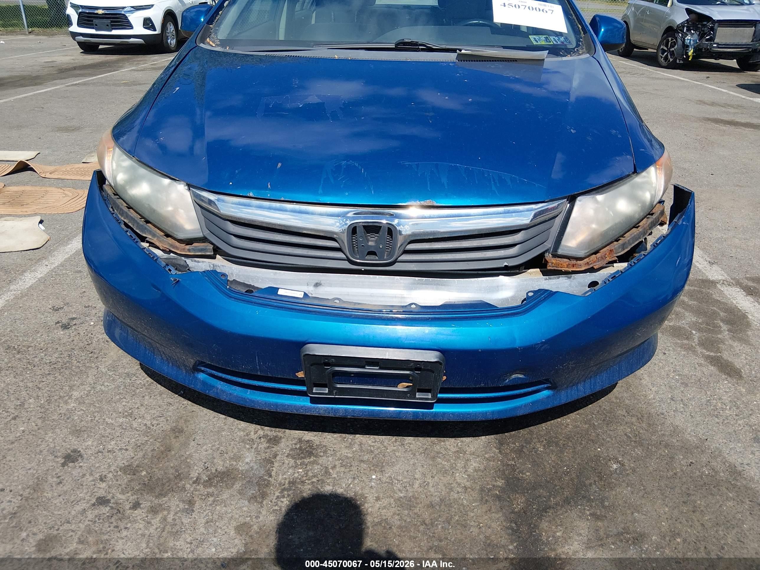 2012 Honda Civic Lx Blue vin: 19XFB2F55CE333924